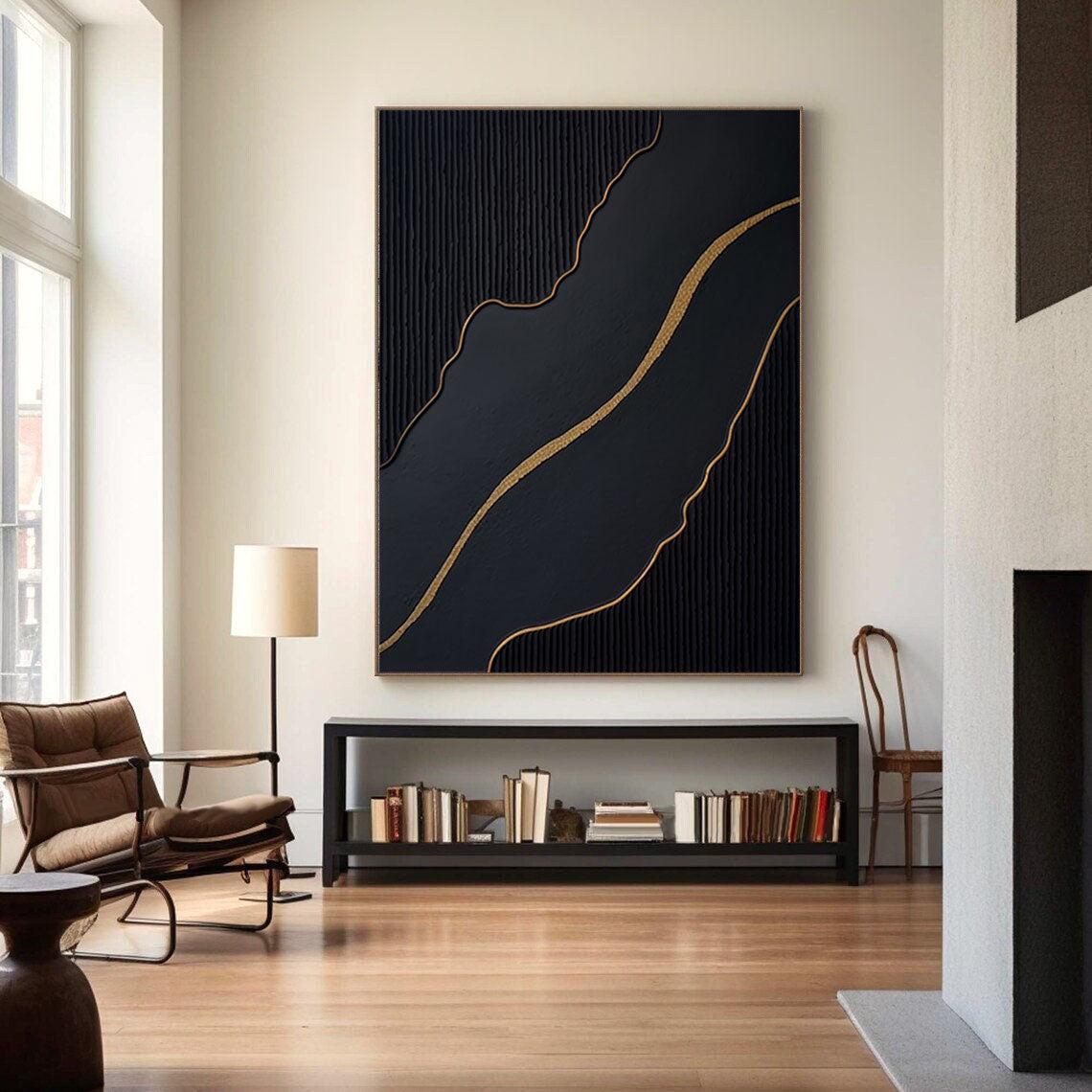 Elegant Black and Gold Abstract Wall Art for Modern Interiors #BM 039