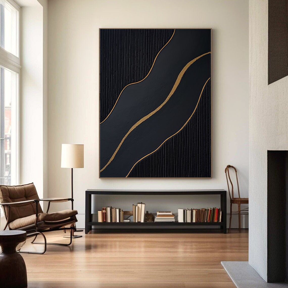 Elegant Black and Gold Abstract Wall Art for Modern Interiors #BM 041