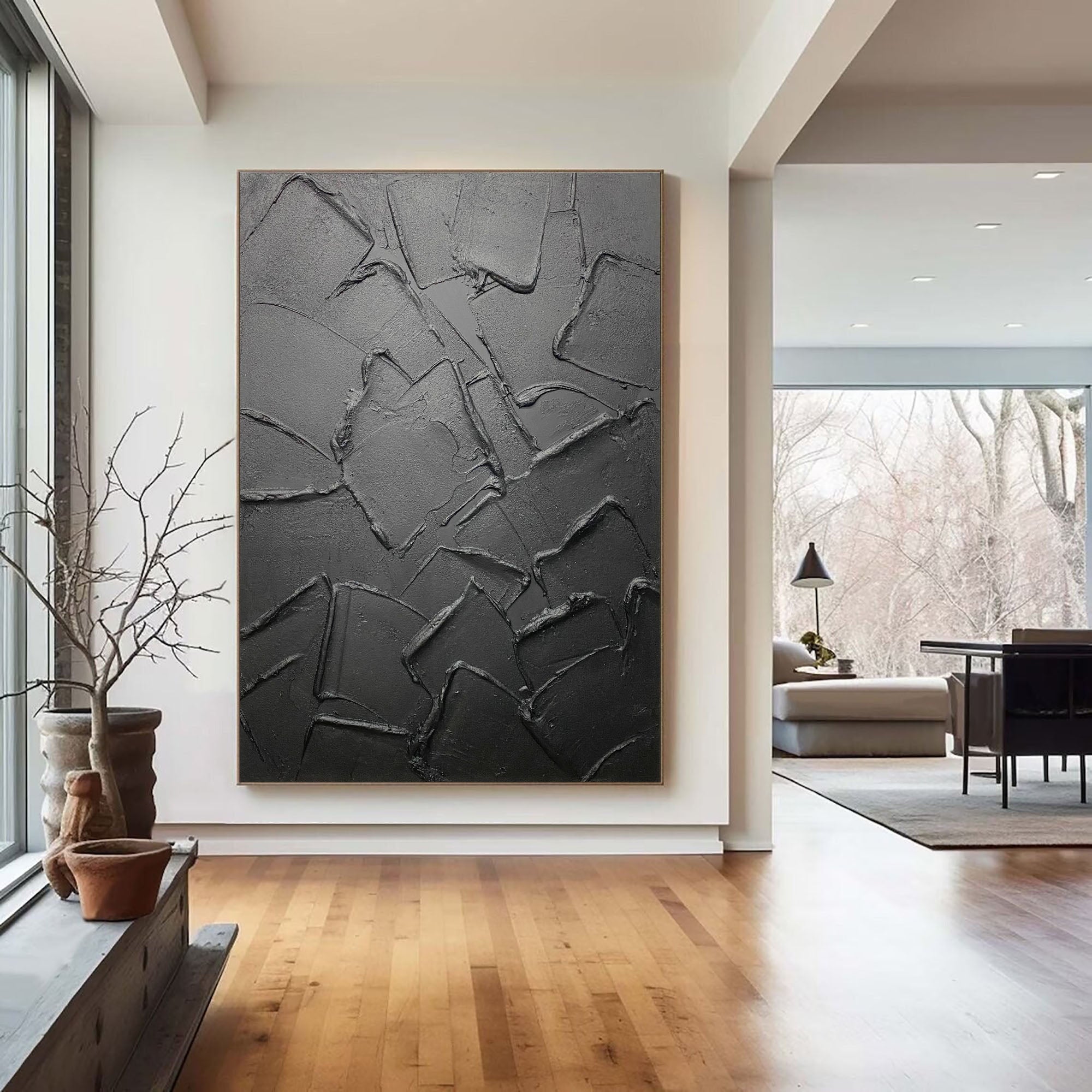 Modern Black Textured Minimalist Art #BM 032