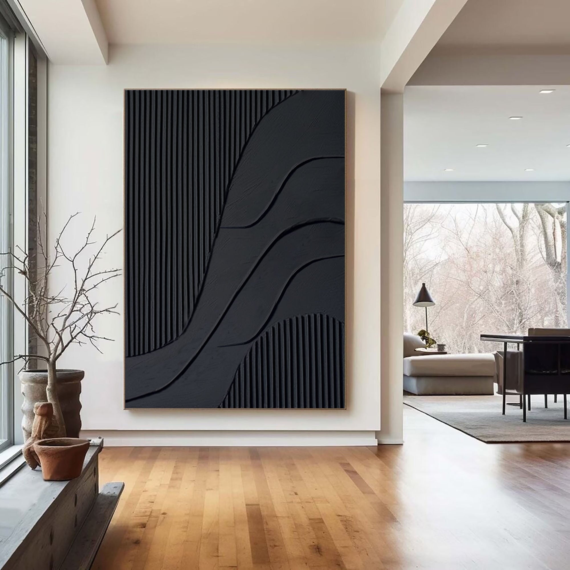 Modern Black Textured Minimalist Art #BM 028