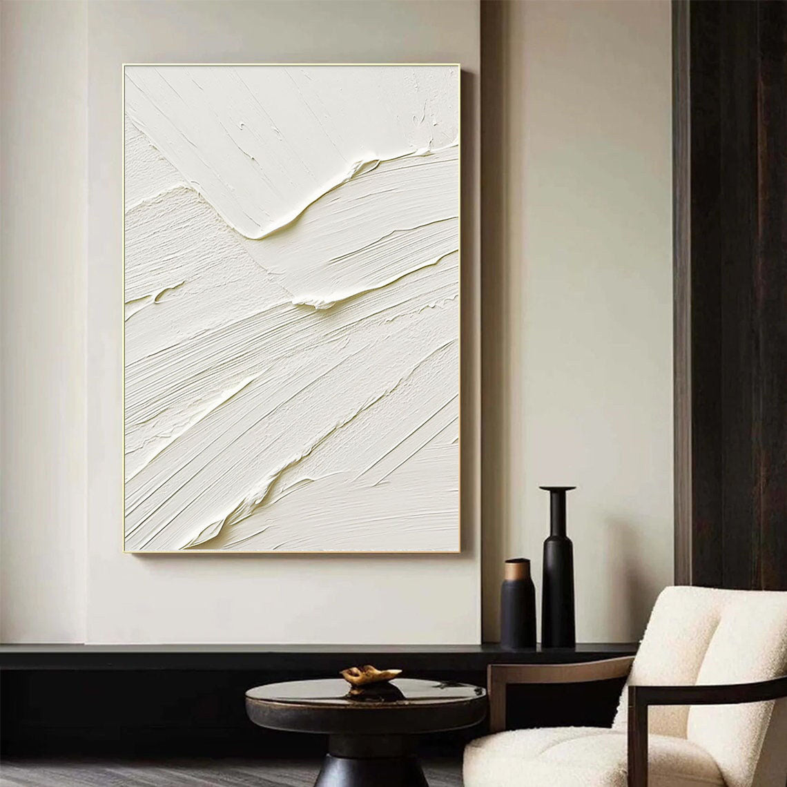 White Minimalist Abstract Painting #CXA 038