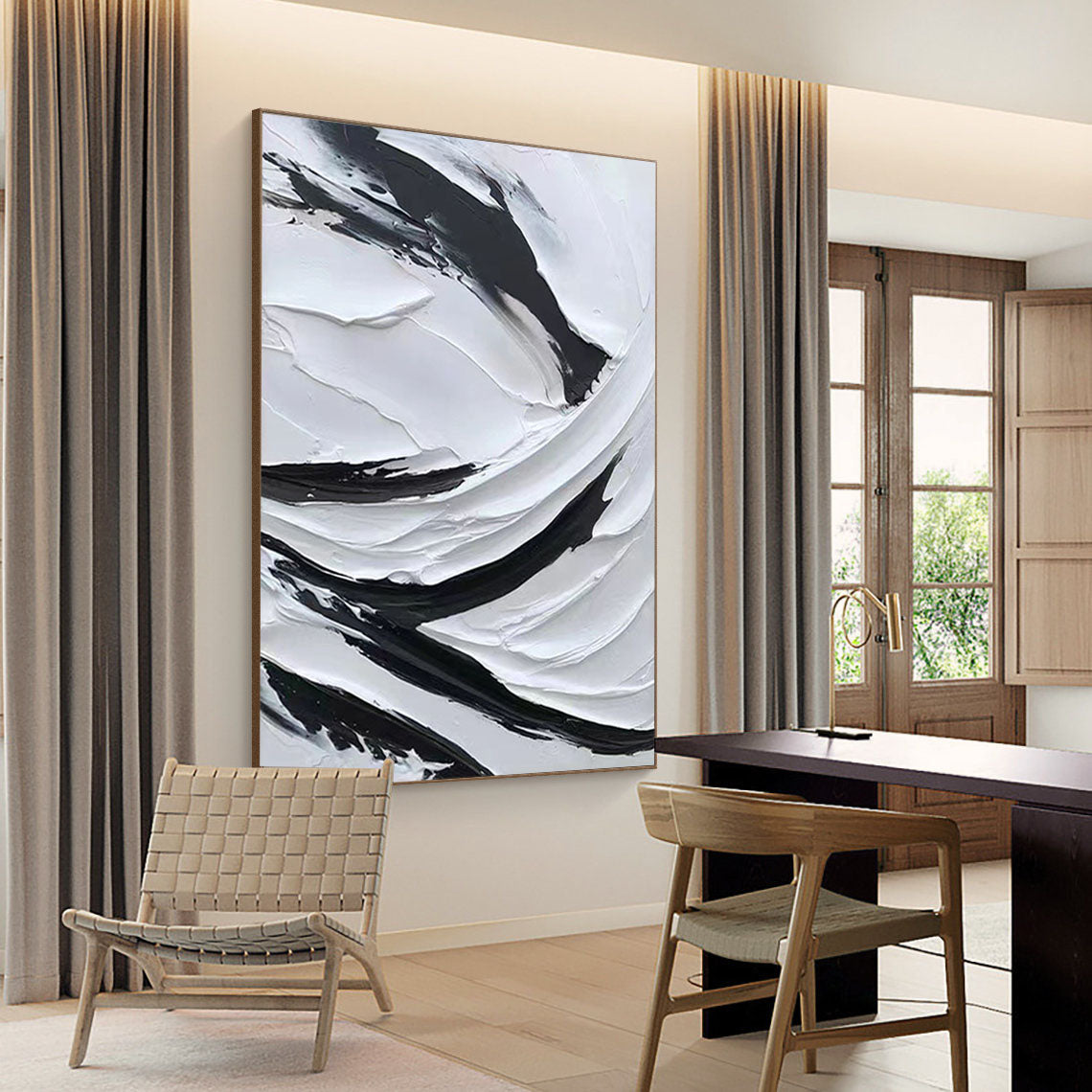 Black & White Abstract Painting #CXA 035