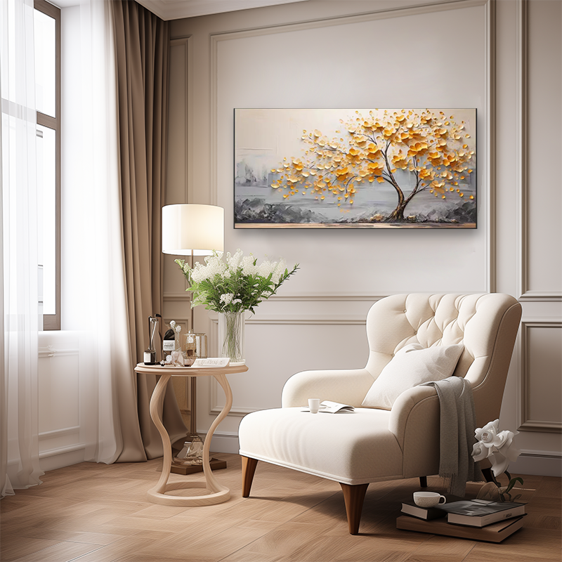 Golden Blossom Tree Art - Textured Wall Decor #BGM 010