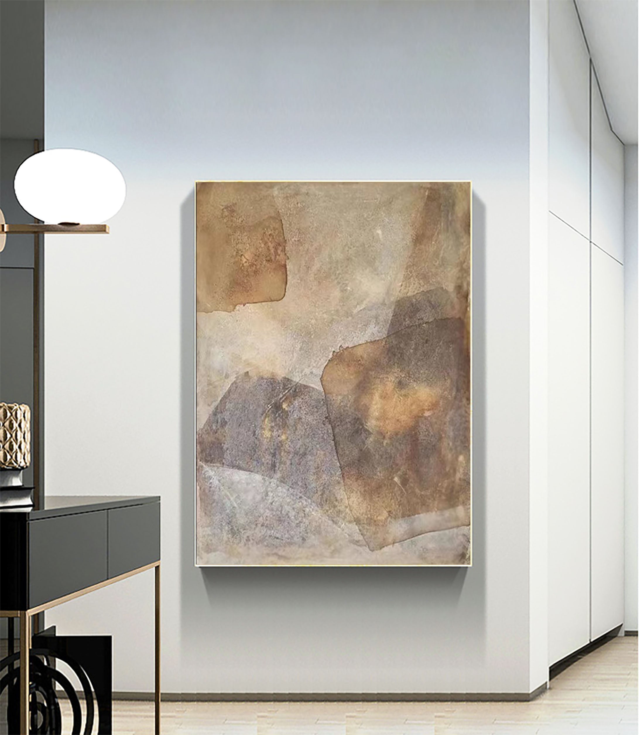 Beige & Brown Abstract Painting #LL 022