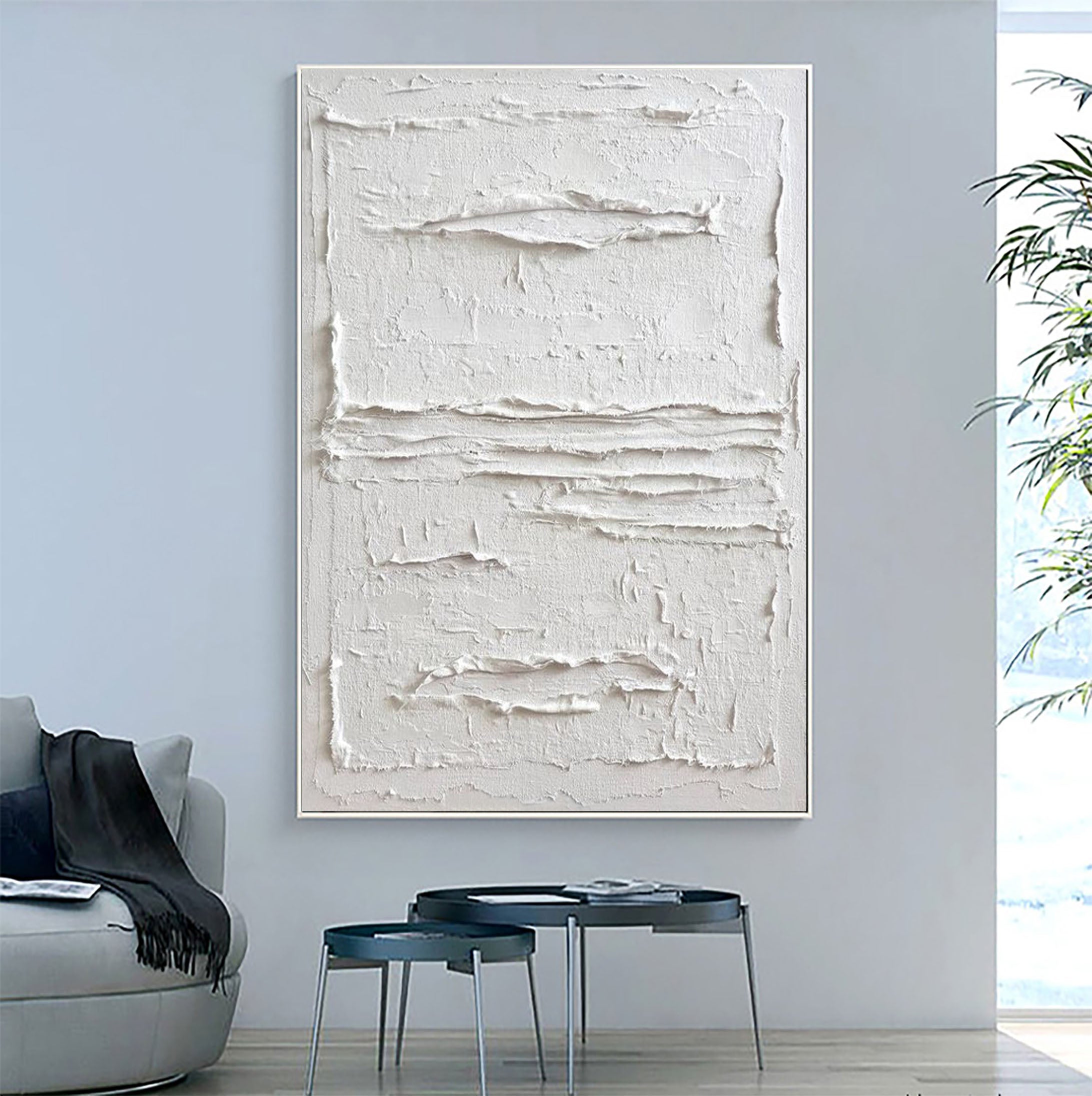 White Minimalist Abstract Painting #AVG 001