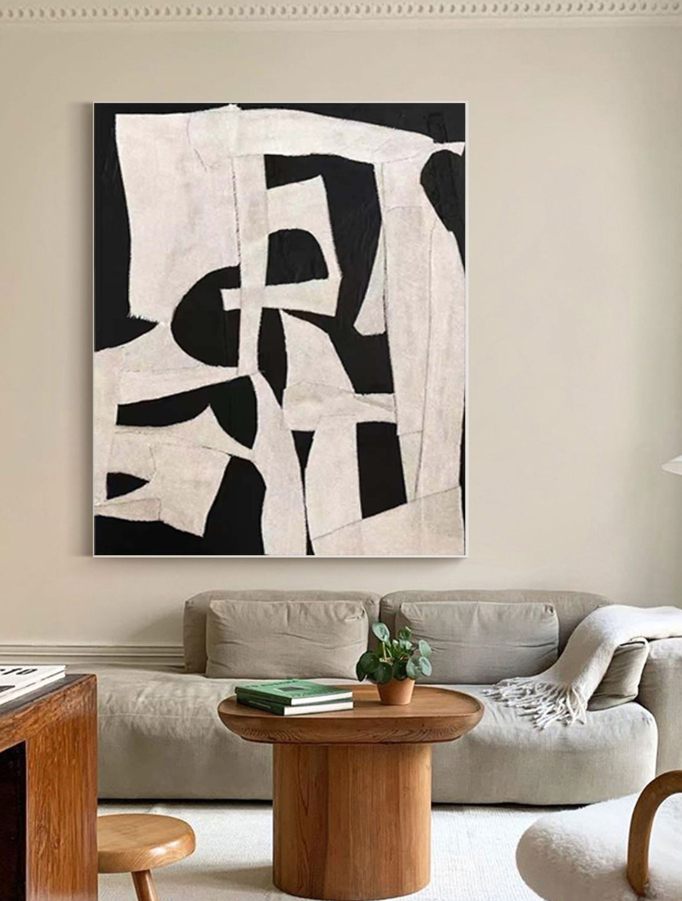 Black & White Abstract Painting #CXA 027