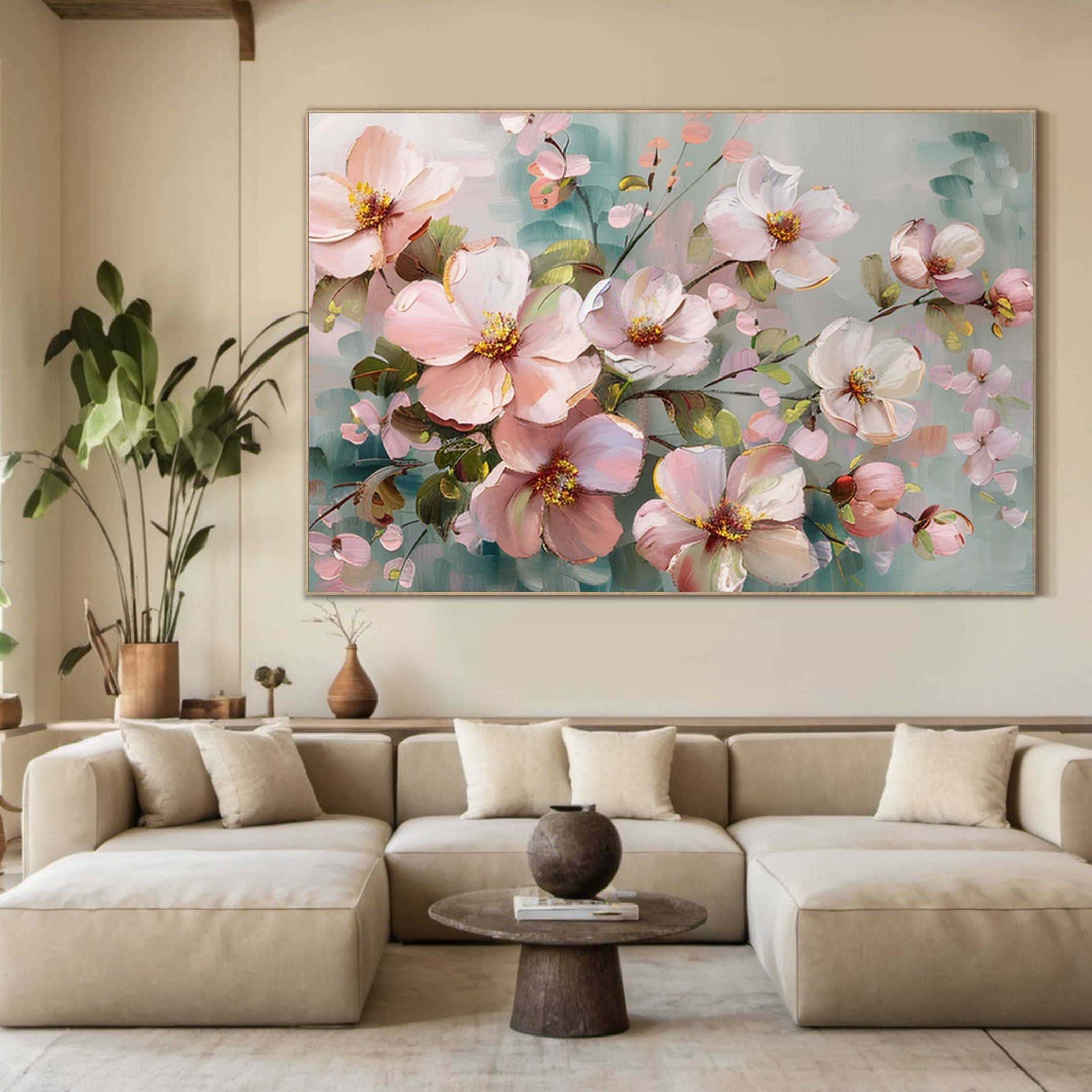 Vibrant Garden Floral Wall Art - Modern Abstract Flowers #FT 022