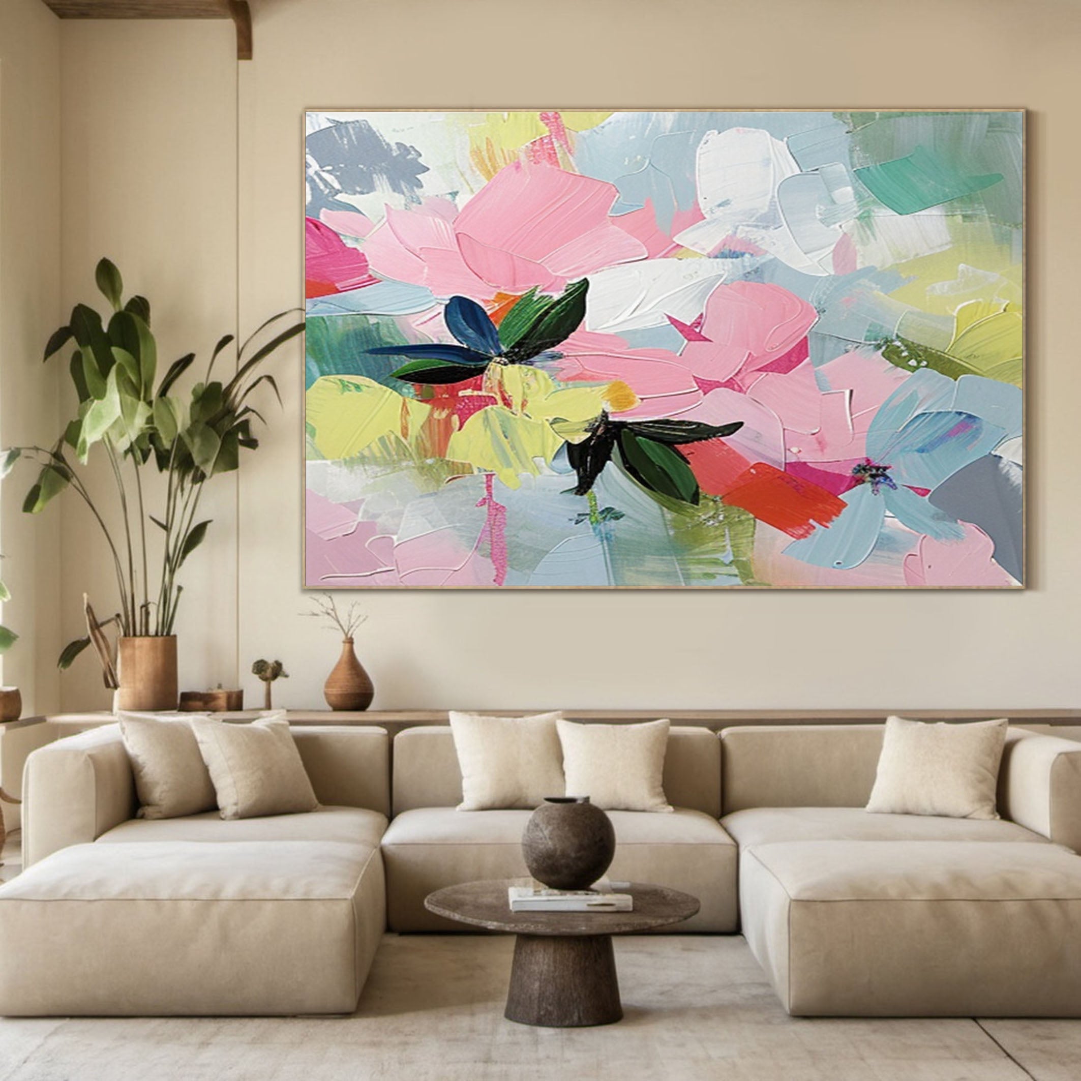 Vibrant Garden Floral Wall Art - Modern Abstract Flowers #FT 024