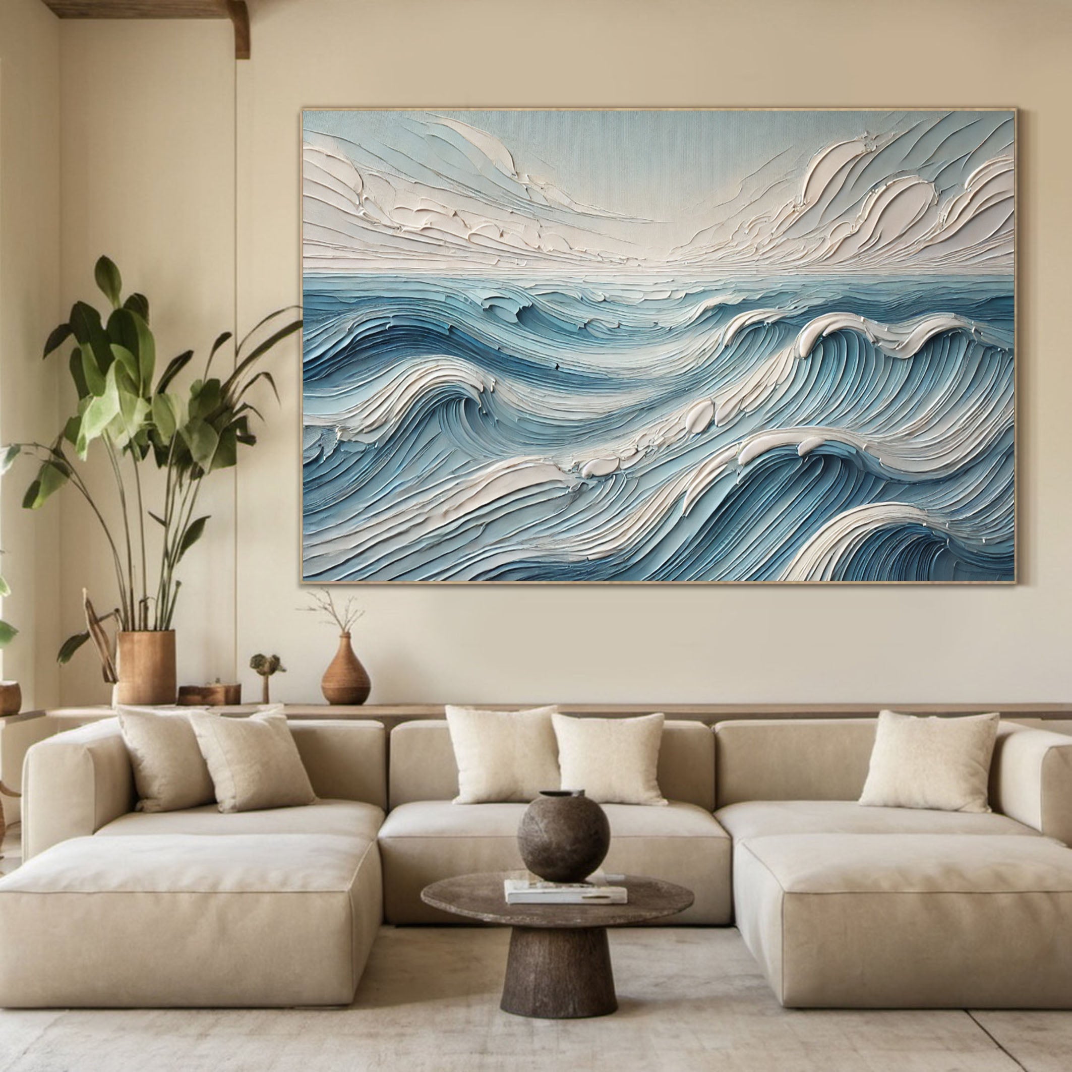 Majestic Ocean Wave Canvas Art Large Coastal Decor for Living Room #OS 081