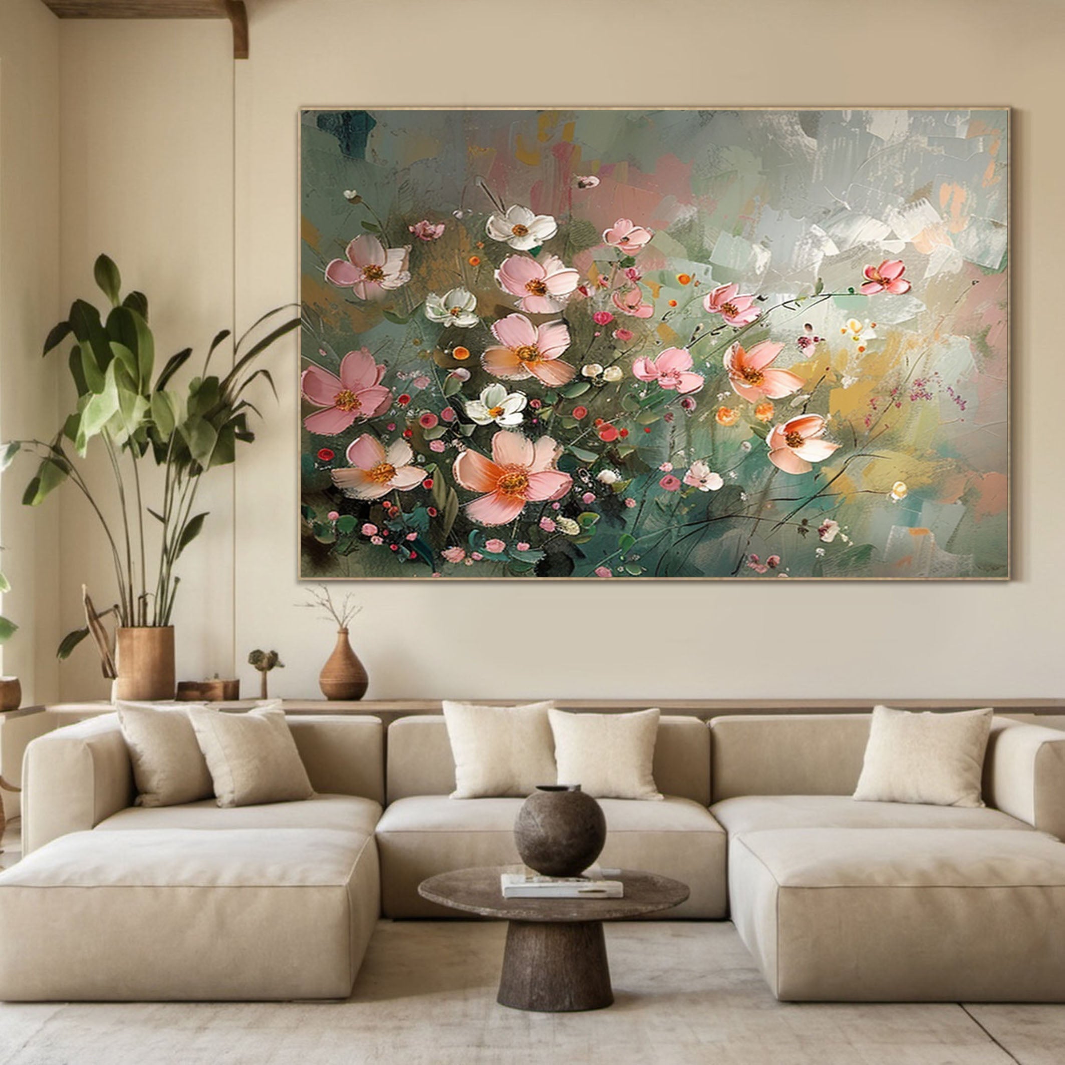 Vibrant Garden Floral Wall Art - Modern Abstract Flowers #FT 023