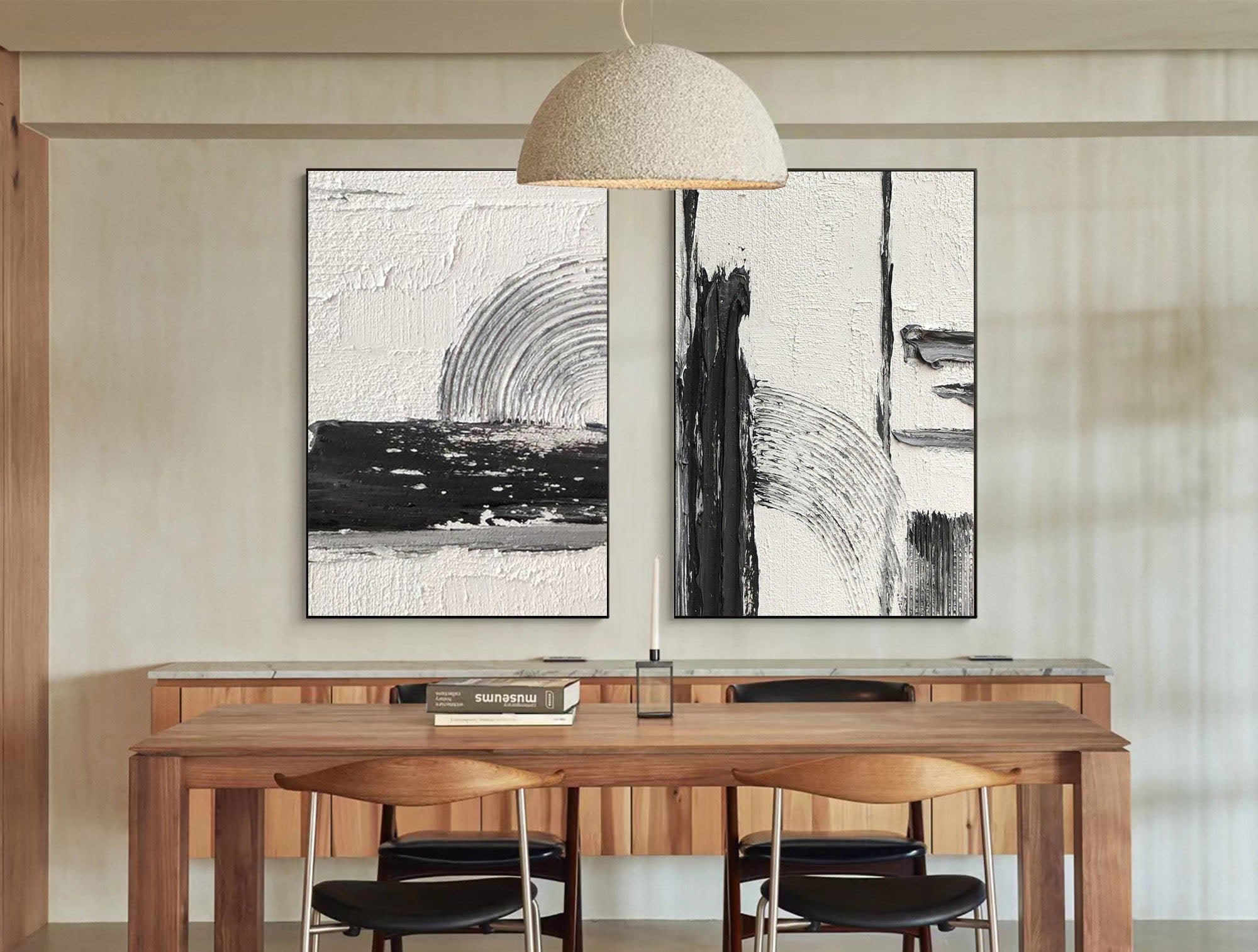 Black & White Abstract  Painting SET OF 2 #AVG 029