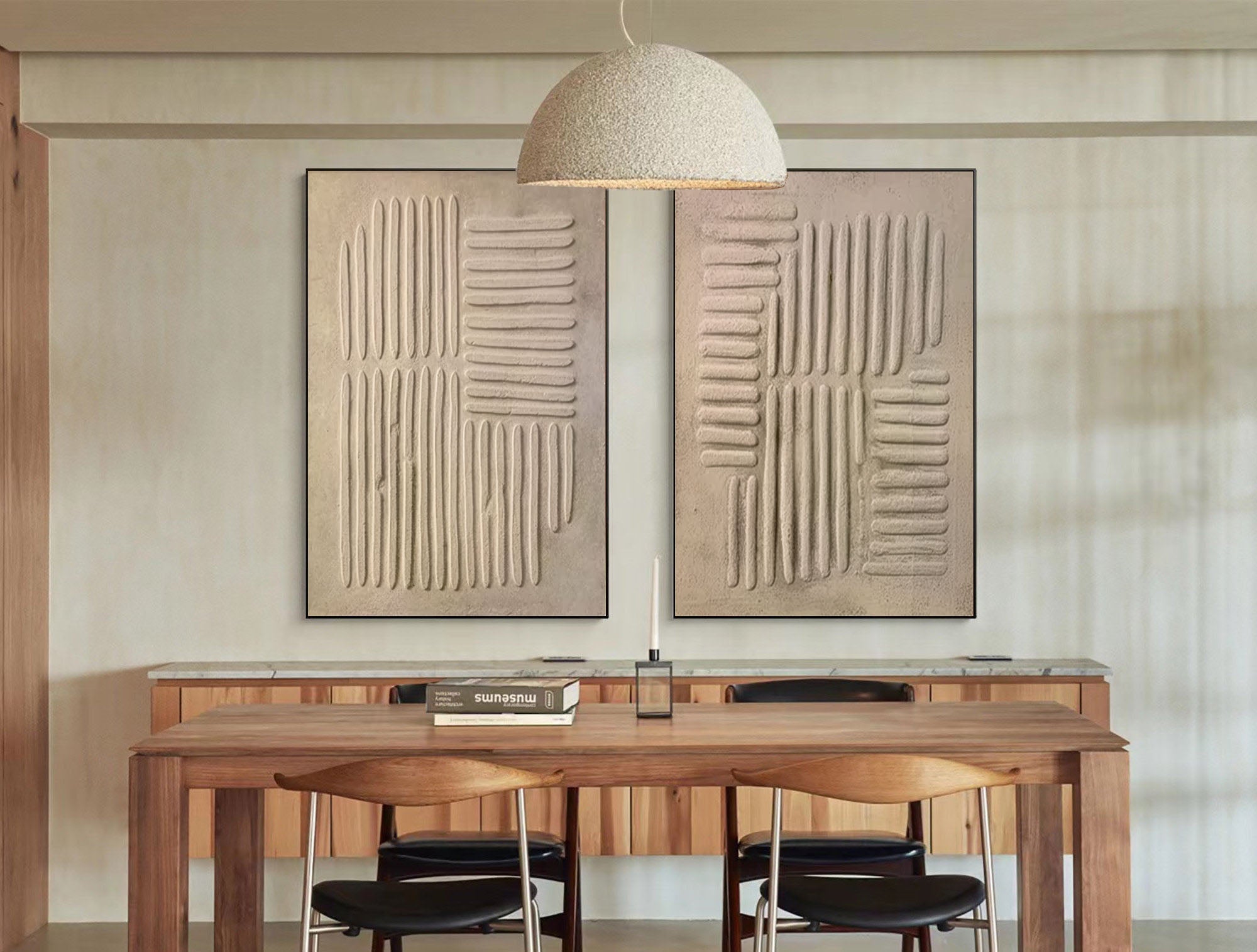 Modern Beige Texture Canvas Wall Art Duo Set Of 2 #BBS 003