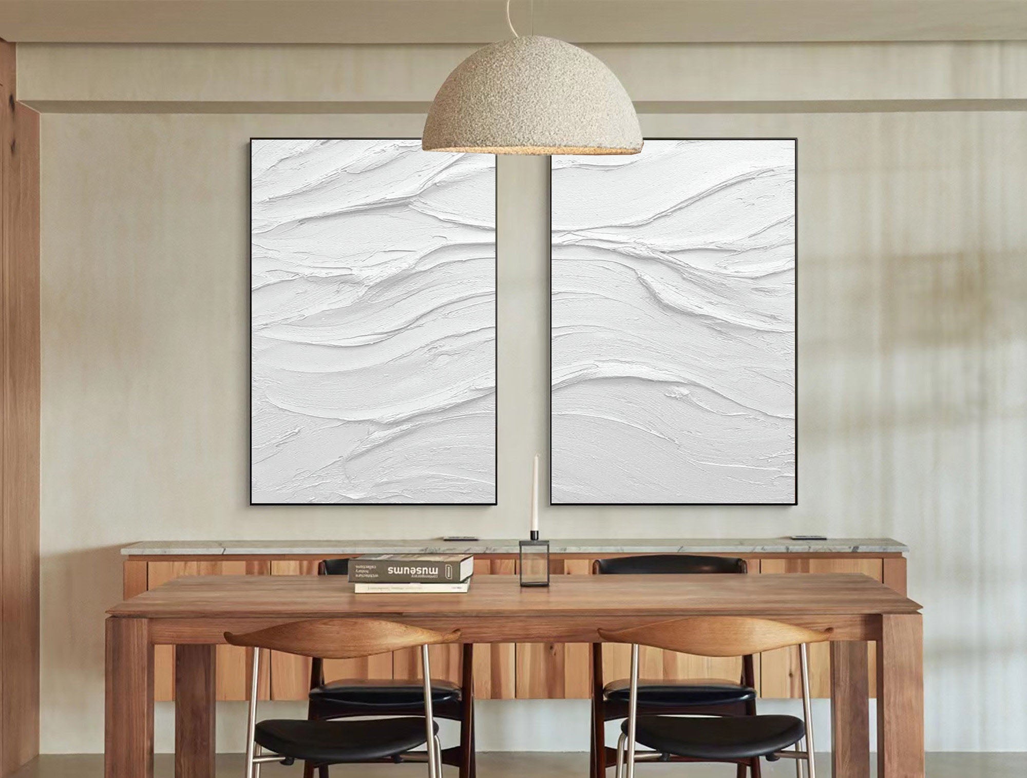 White Minimalist Abstract Painting SET OF 2 #AVG 022