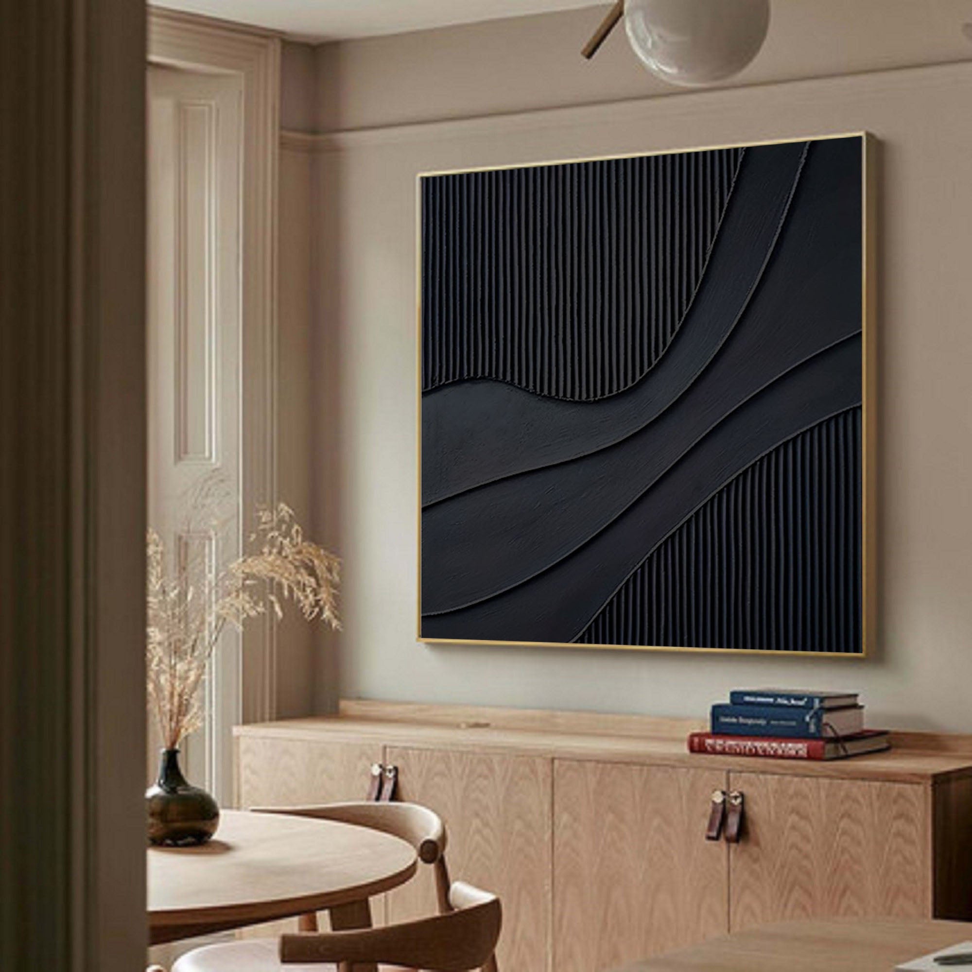 Black Modern Oil Painting  Elegant Decor for Contemporary Interiors #BM 013