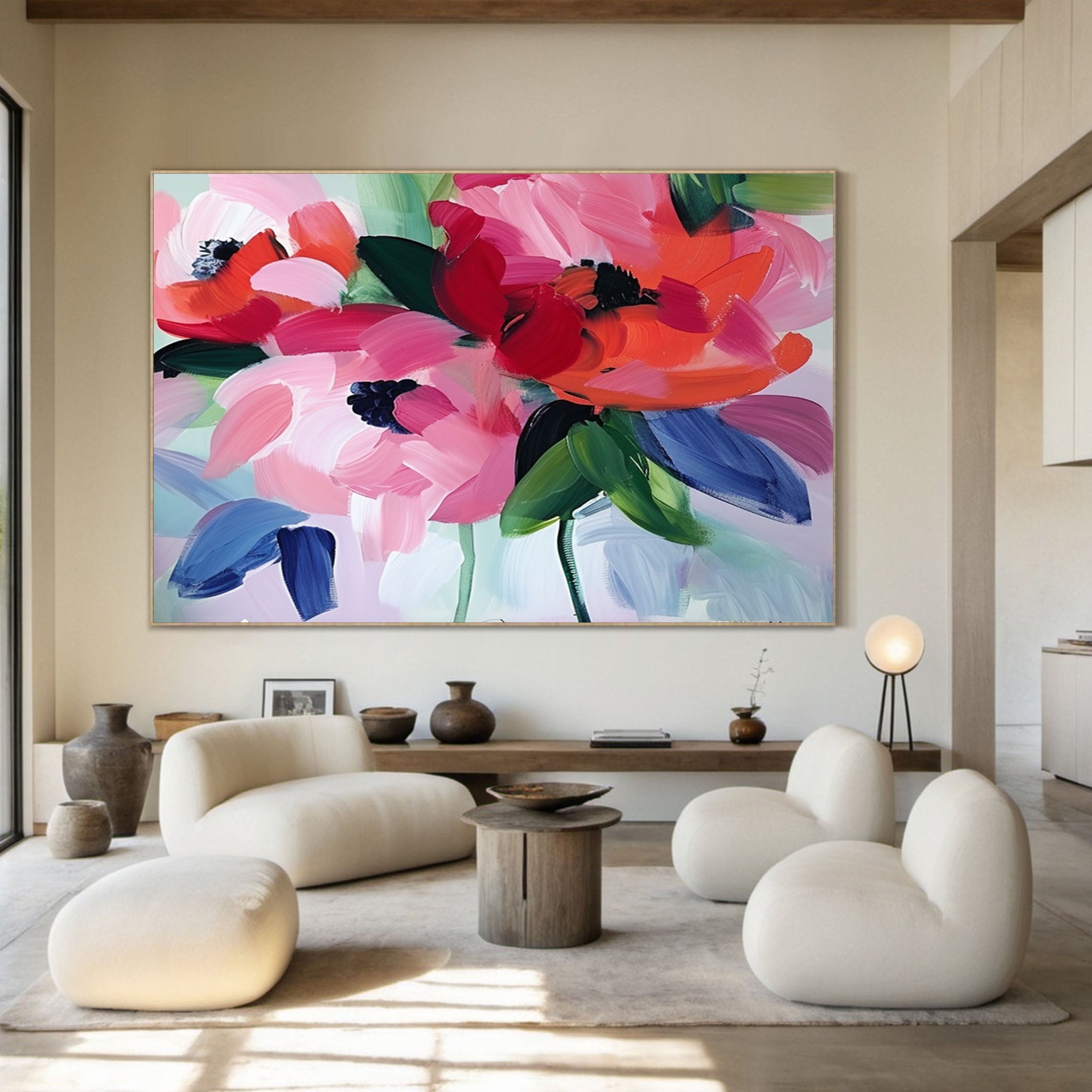 Vibrant Garden Floral Wall Art - Modern Abstract Flowers #FT 026