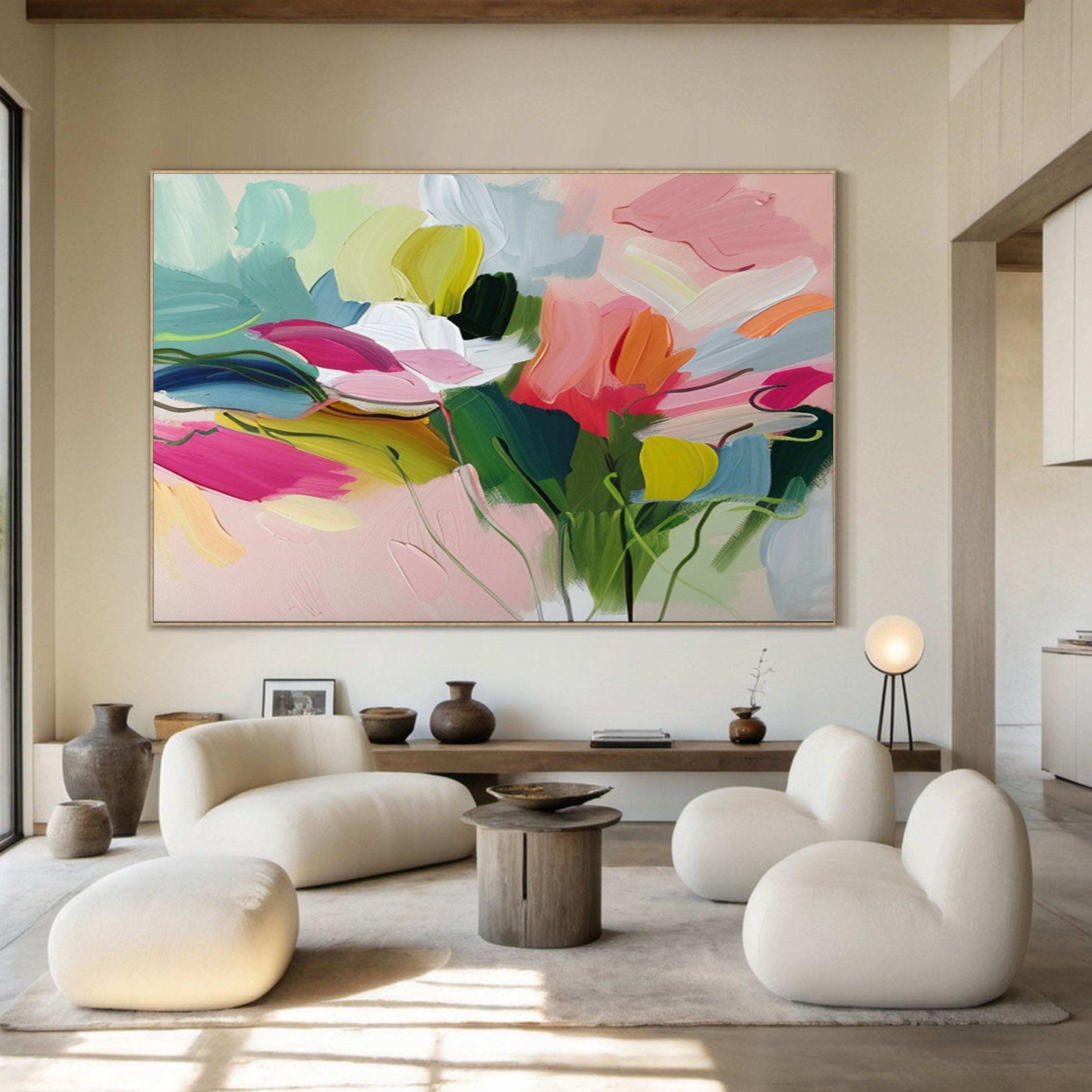 Vibrant Garden Floral Wall Art - Modern Abstract Flowers #FT 025