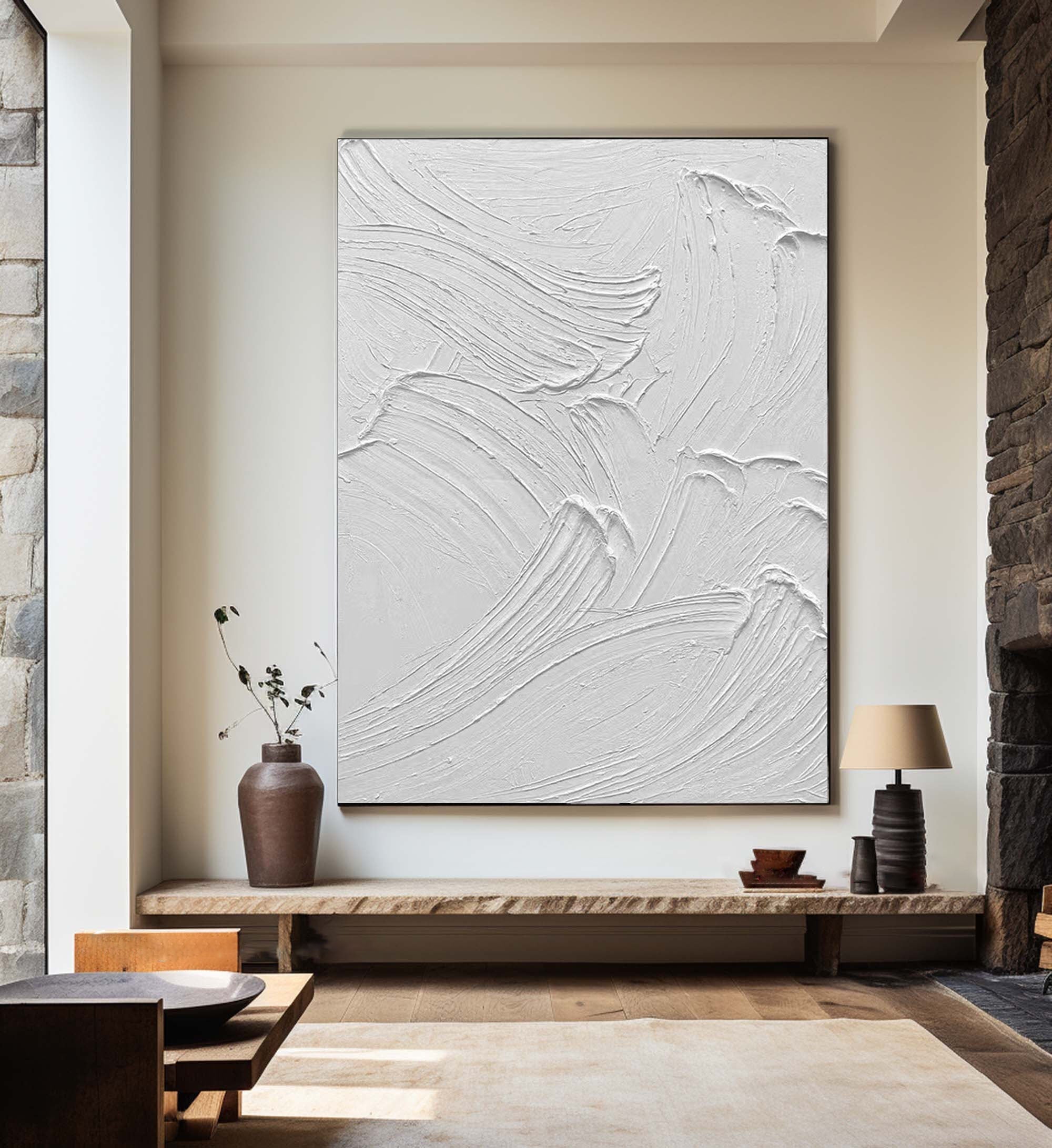 White Minimalist Abstract Painting #CXA 017