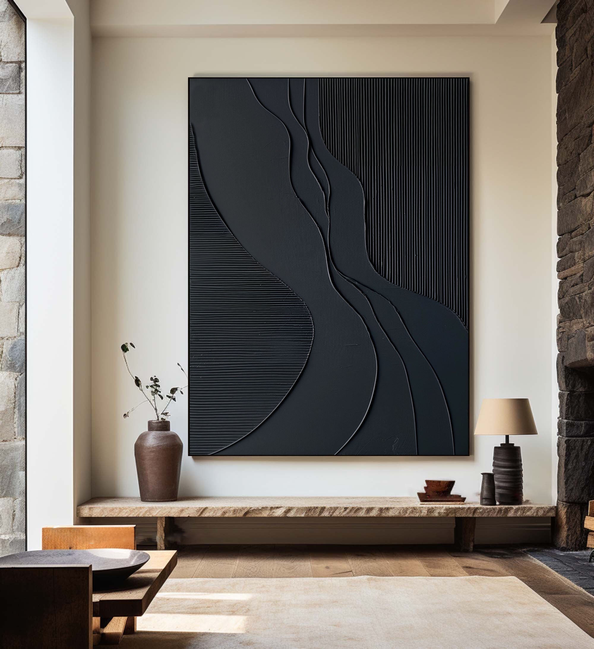 Black Minimalist Abstract Painting #BM 007