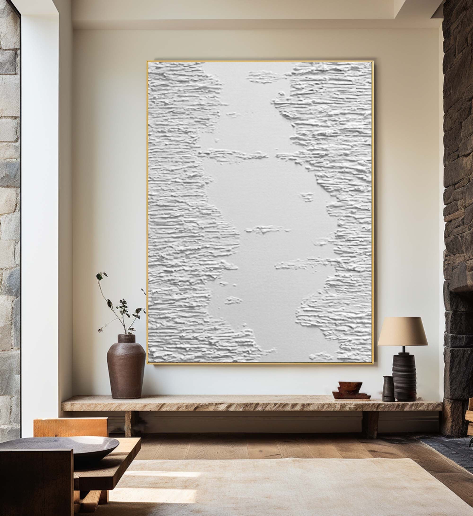 White Minimalist Abstract Painting #CXA 016