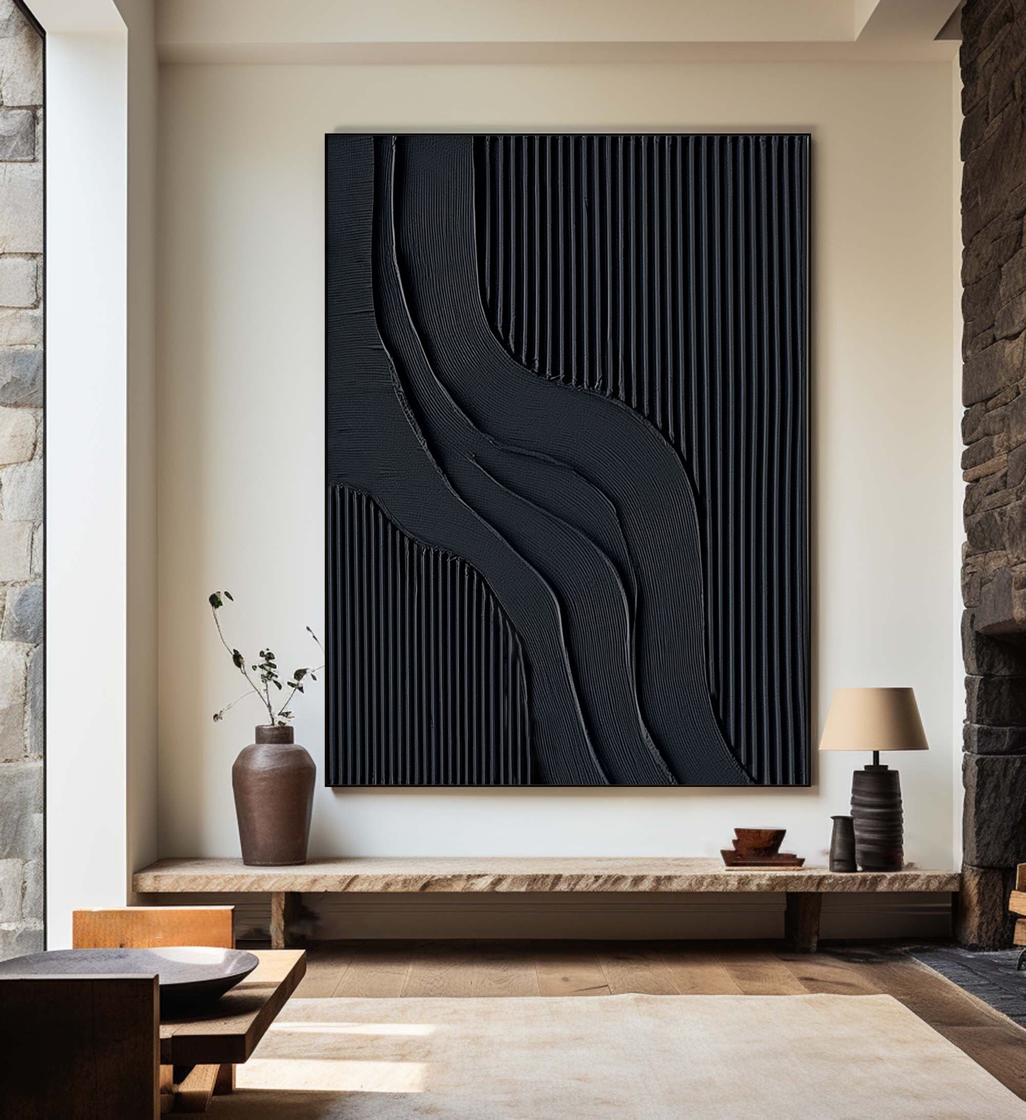 Black Minimalist Abstract Painting #BM 004