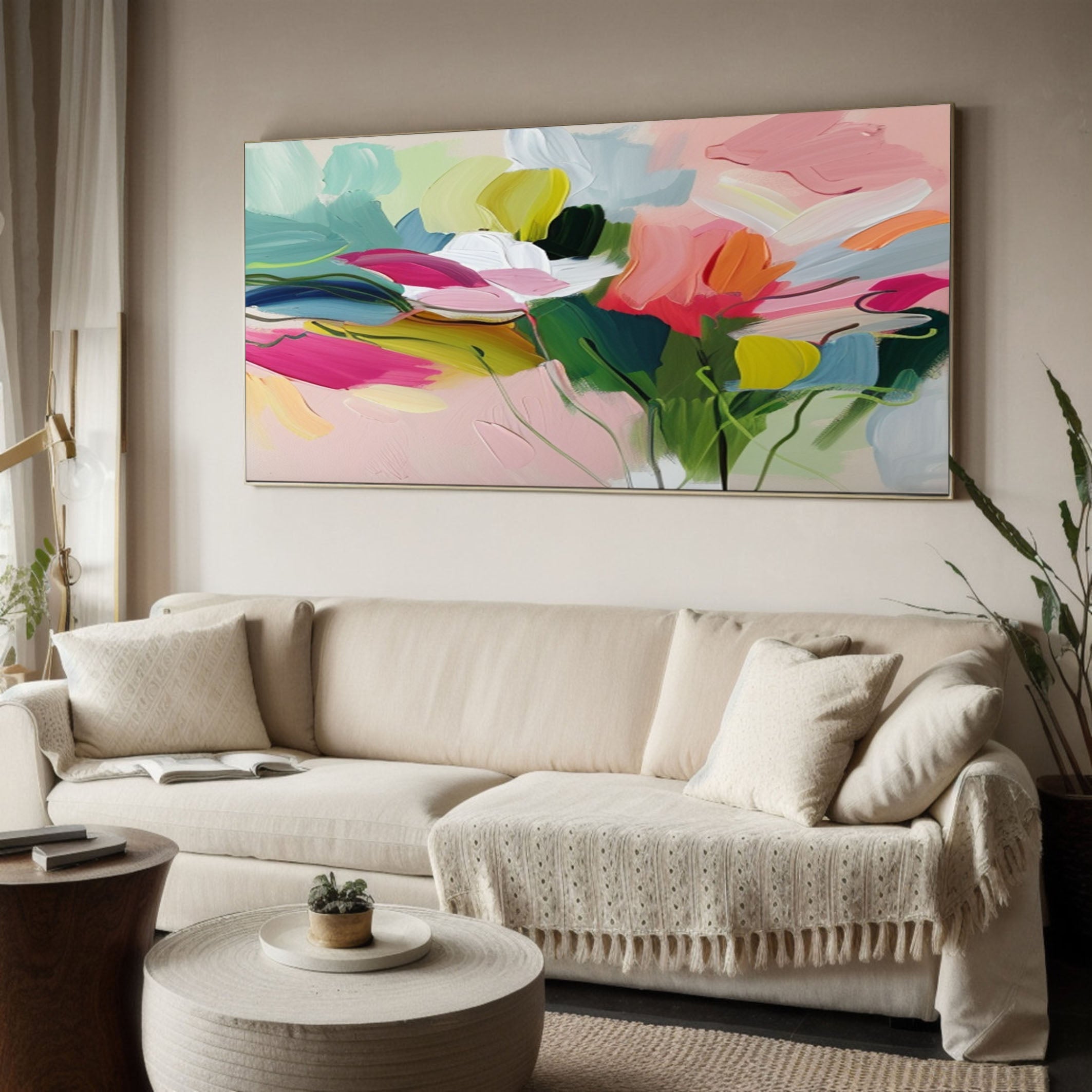 Vibrant Garden Floral Wall Art - Modern Abstract Flowers #FT 025