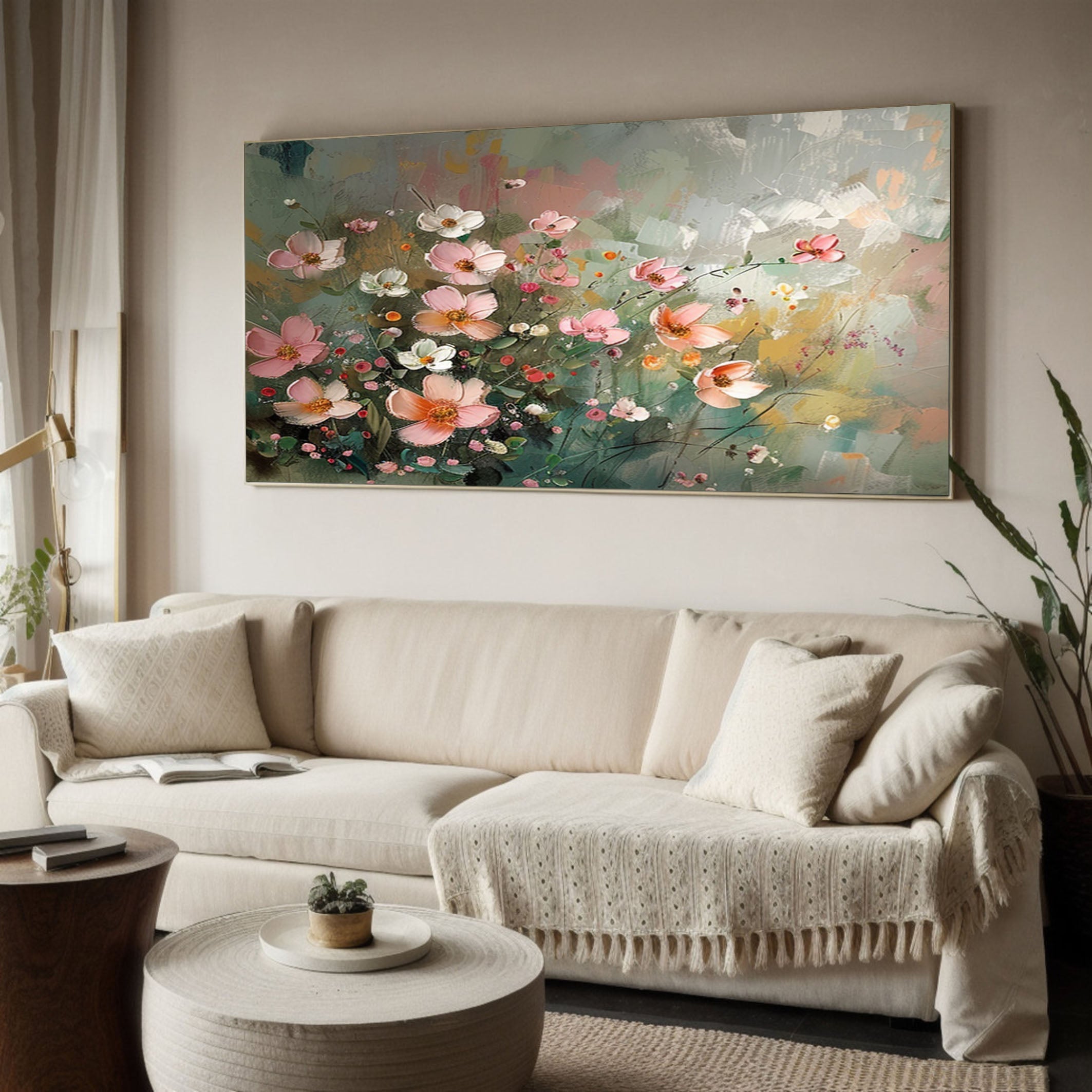 Vibrant Garden Floral Wall Art - Modern Abstract Flowers #FT 023