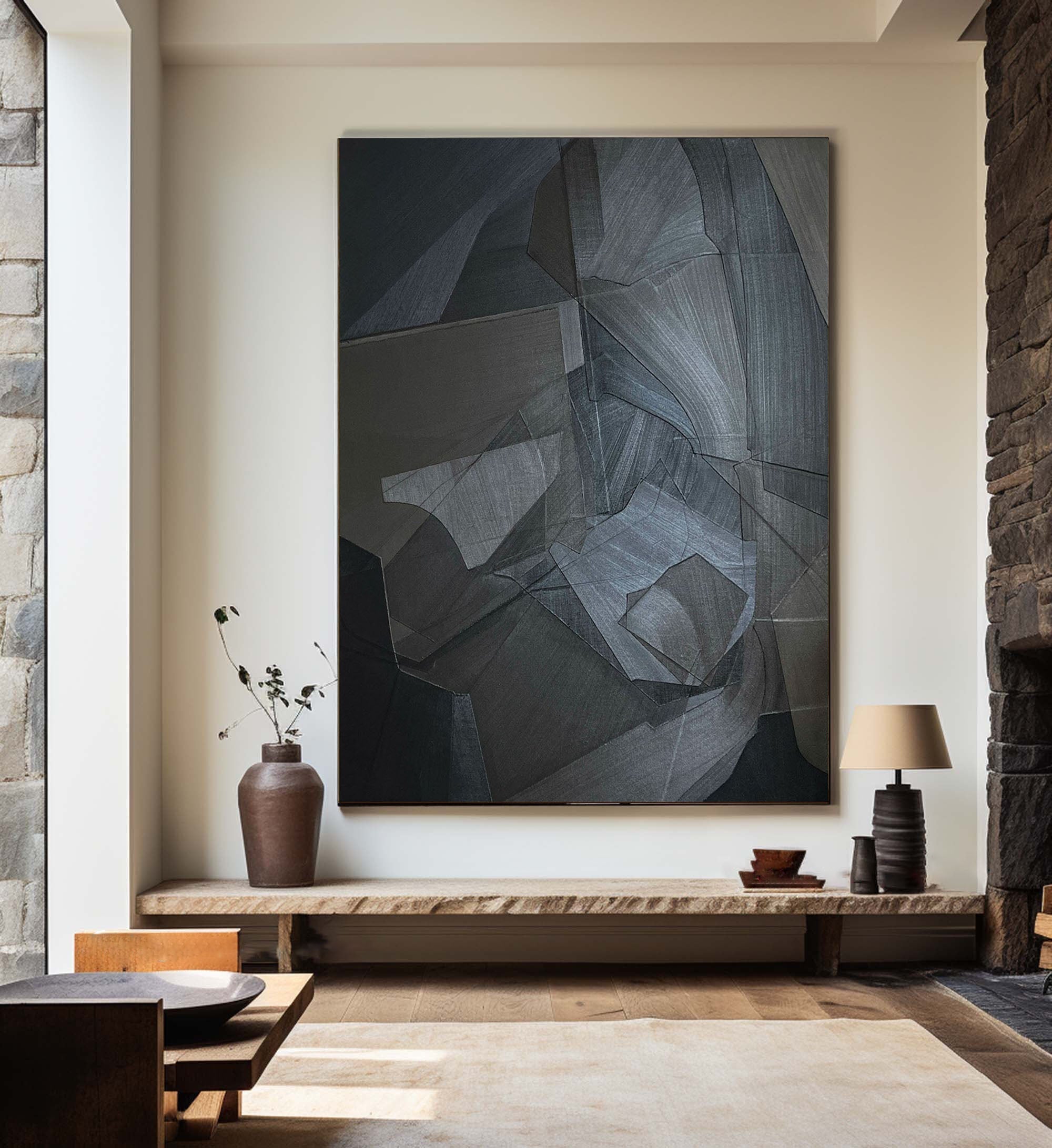 Black & White Abstract Painting #CXA 015