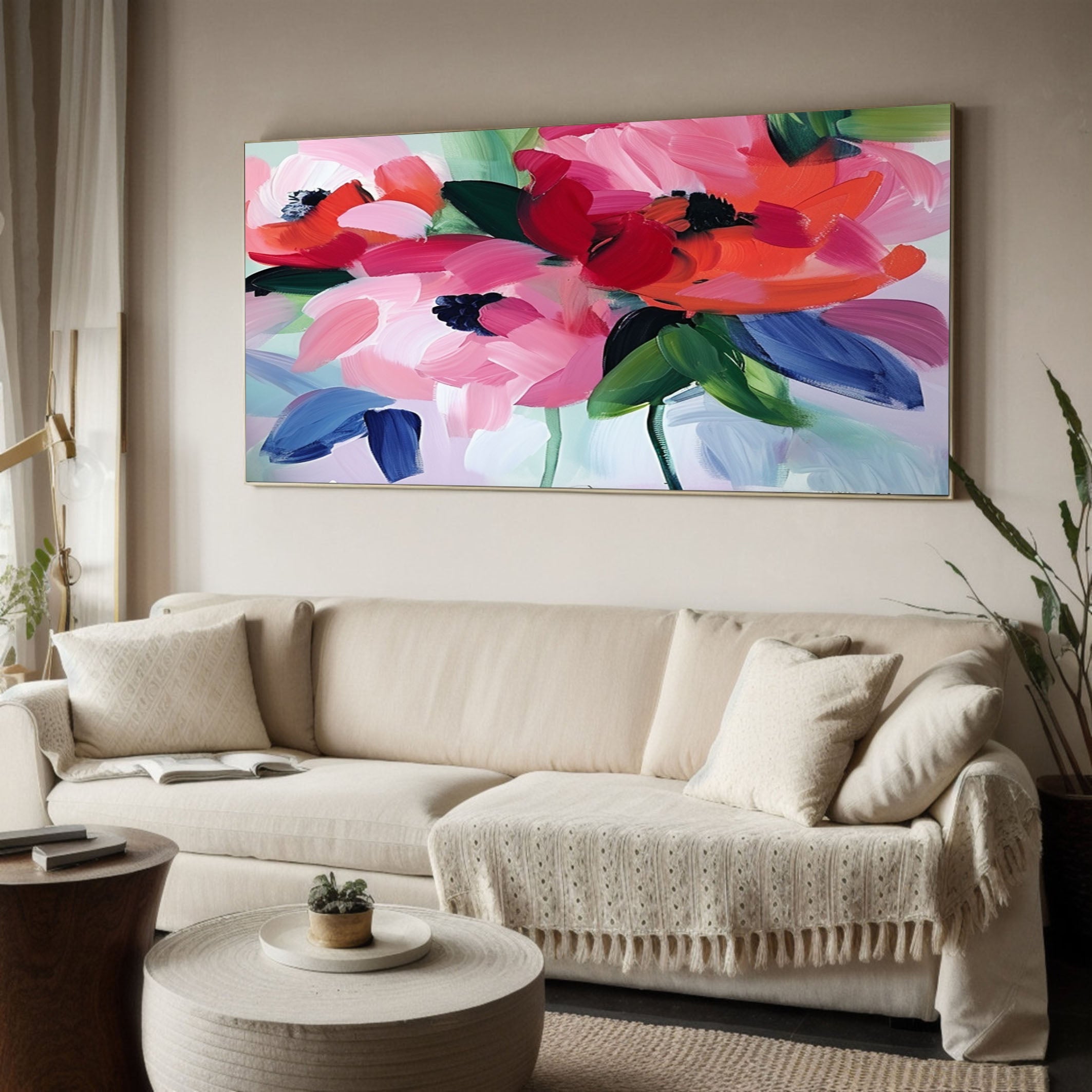 Vibrant Garden Floral Wall Art - Modern Abstract Flowers #FT 026