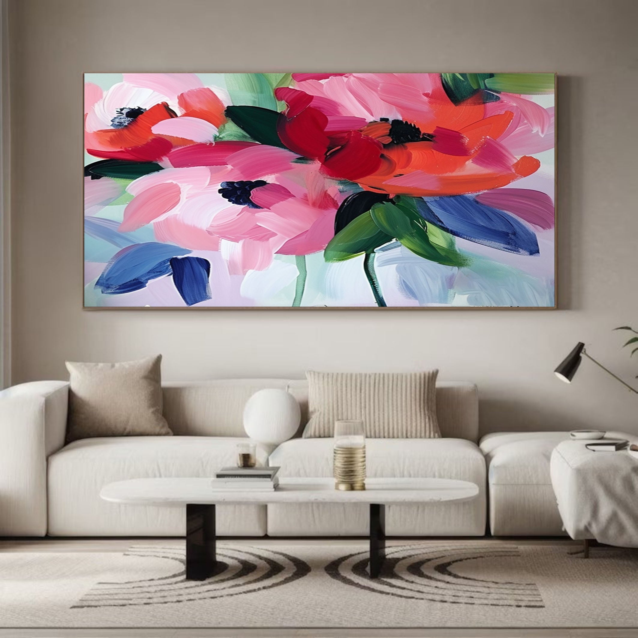 Vibrant Garden Floral Wall Art - Modern Abstract Flowers #FT 026