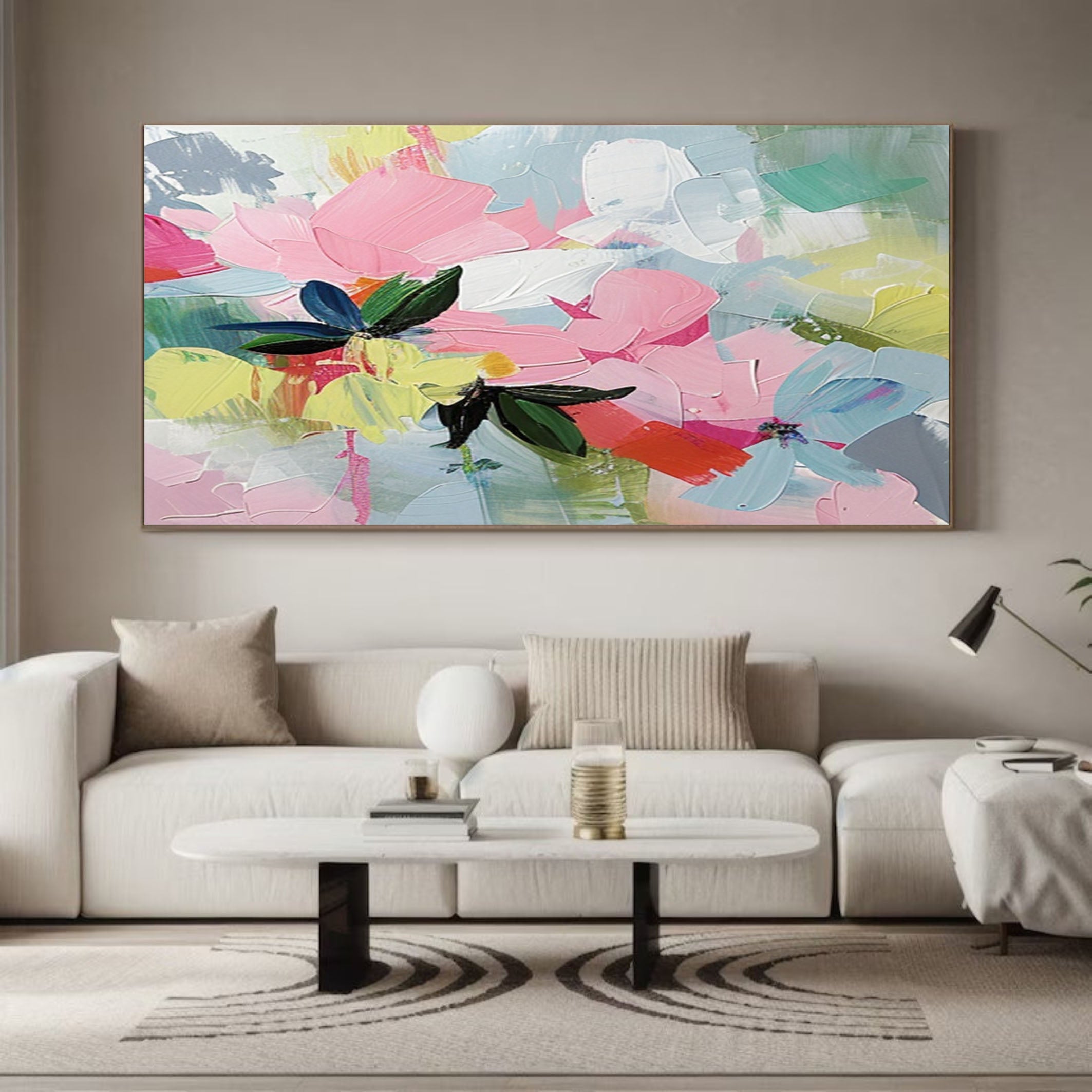 Vibrant Garden Floral Wall Art - Modern Abstract Flowers #FT 024