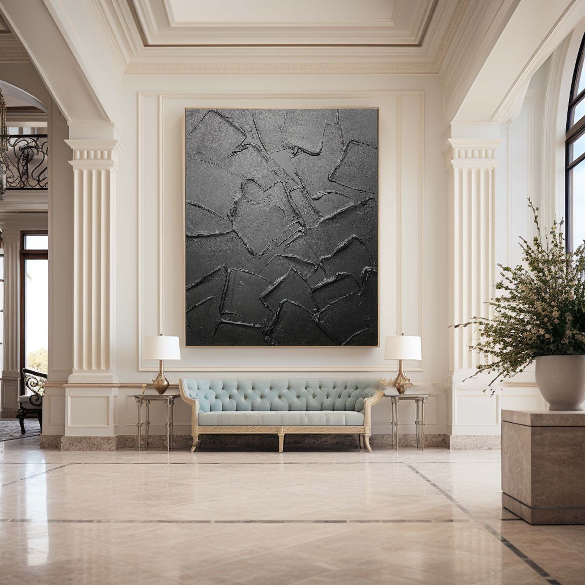 Modern Black Textured Minimalist Art #BM 032