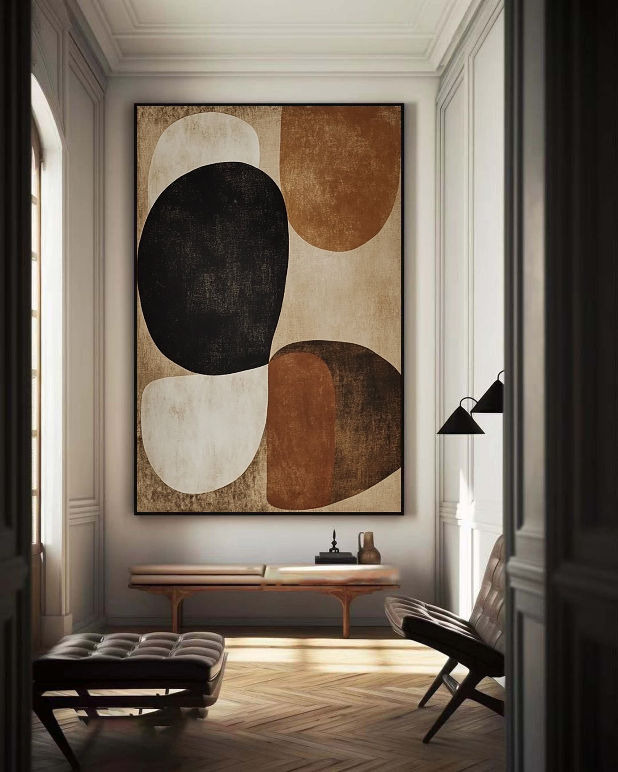 Mid-Century Abstract Painting with Earthy Organic Shapes #BBA 022