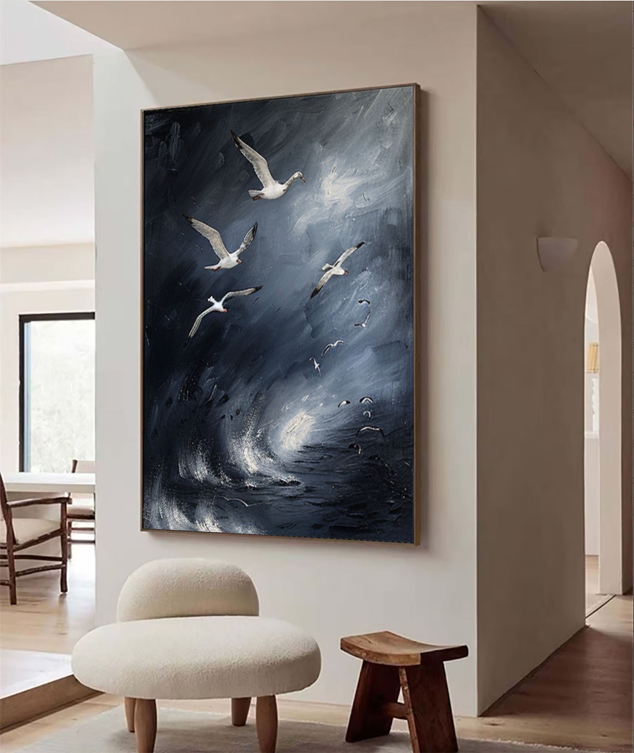 Nocturnal Birds Abstract Painting Modern Home Wall Decor #BM 057