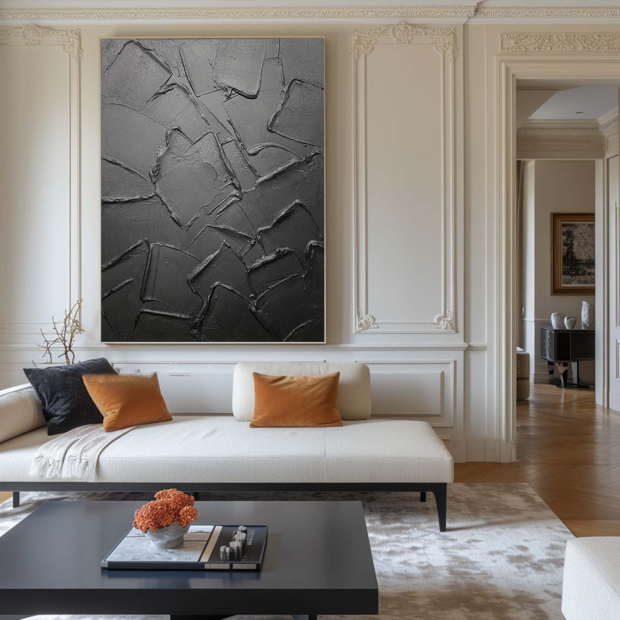 Modern Black Textured Minimalist Art #BM 032