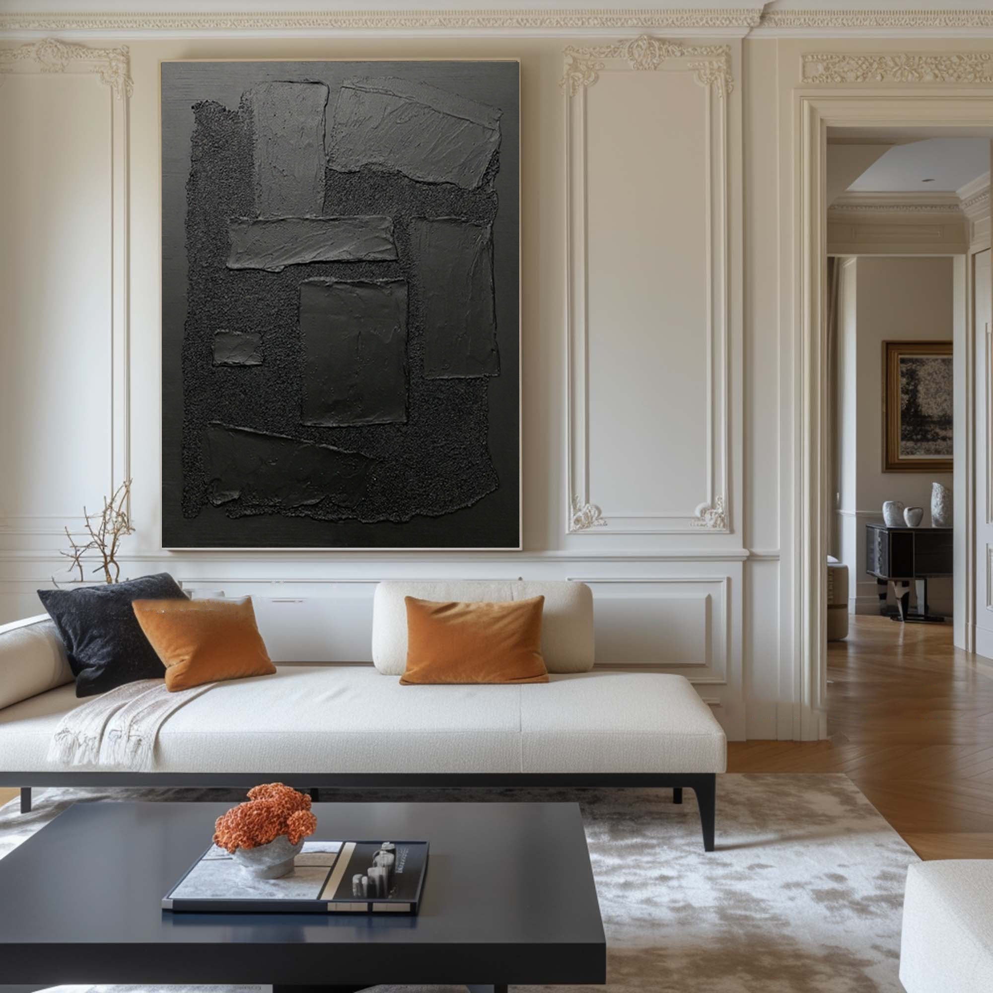 Modern Black Textured Minimalist Art #BM 030