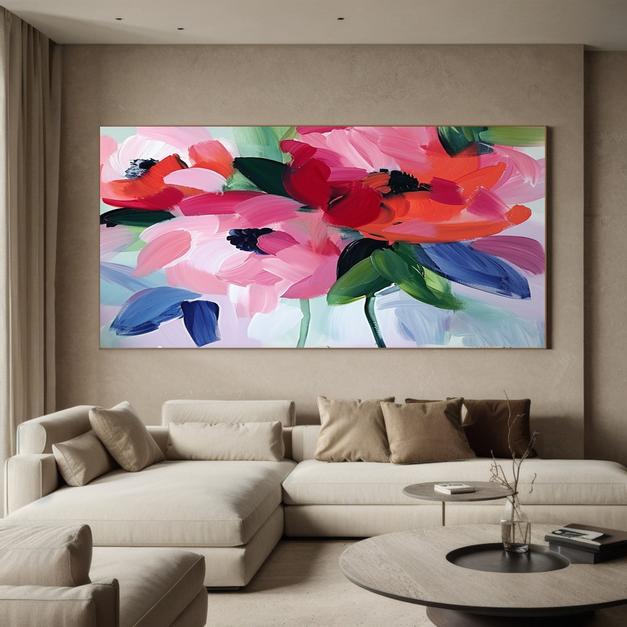 Vibrant Garden Floral Wall Art - Modern Abstract Flowers #FT 026