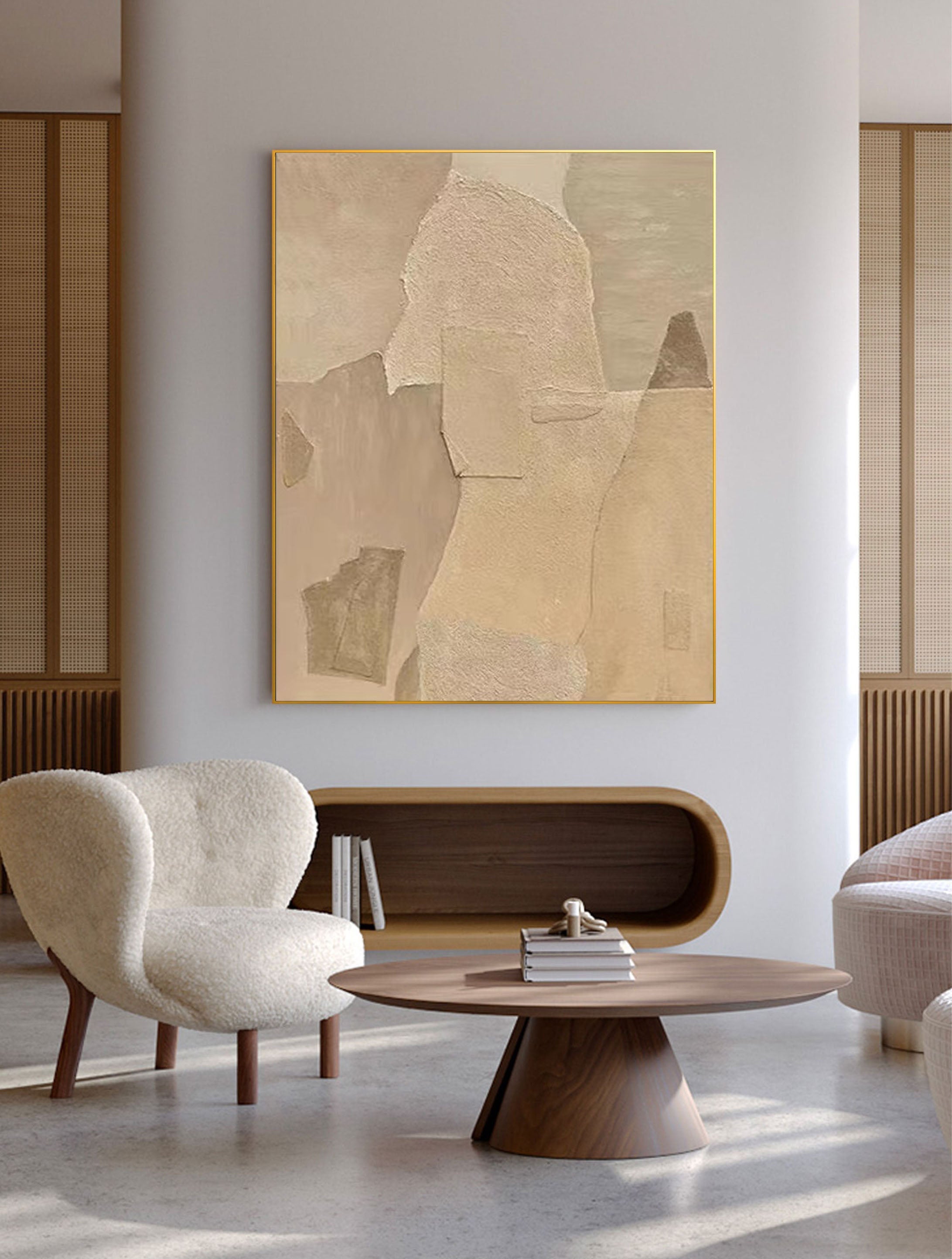 Beige & Brown Abstract Painting #LL 016