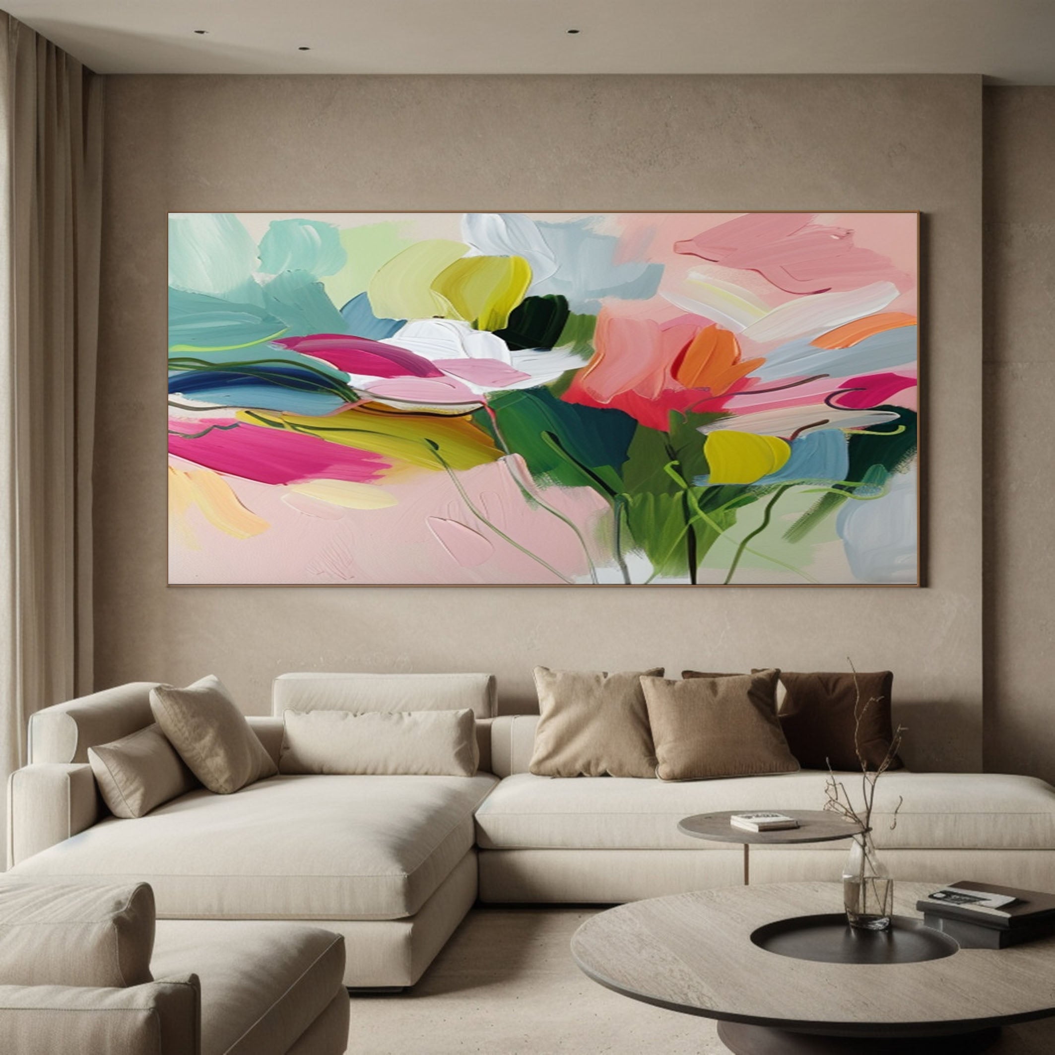 Vibrant Garden Floral Wall Art - Modern Abstract Flowers #FT 025