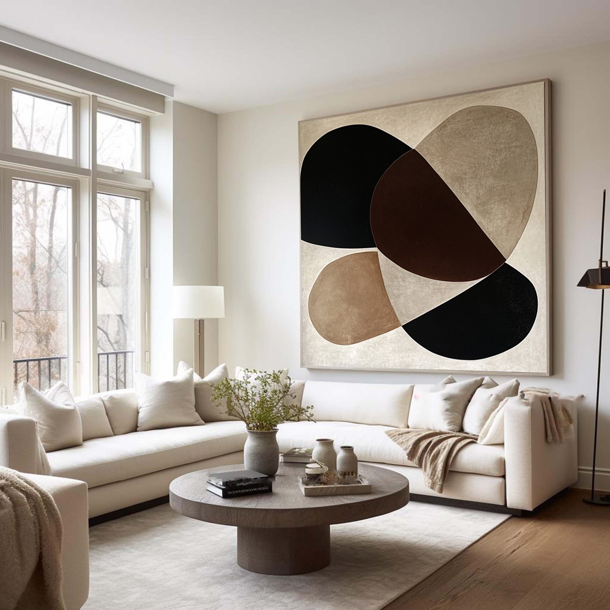 Geometric Abstract Painting with Organic Shapes for Modern Decor #BBA 025