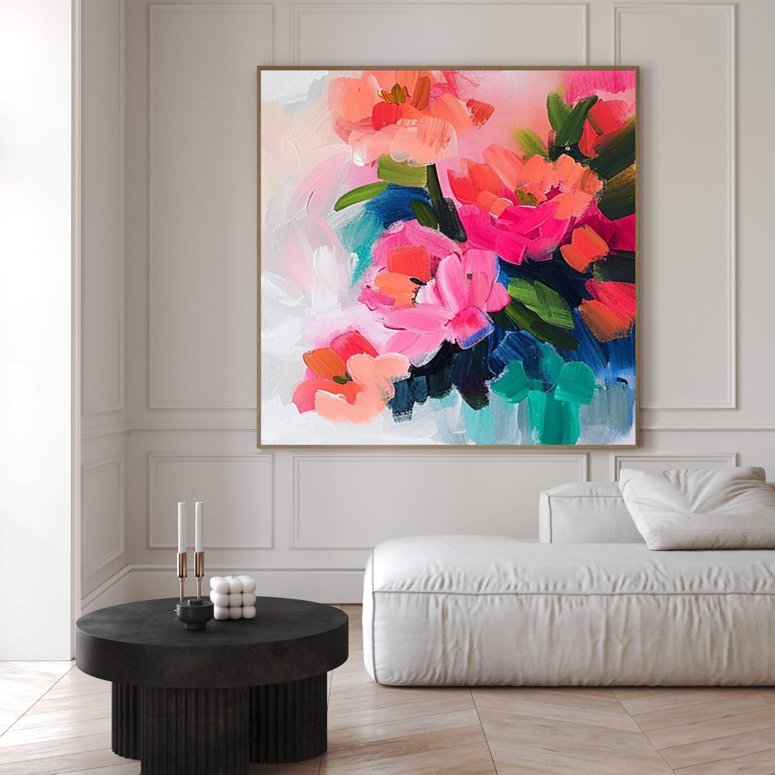 Vibrant Bloom Canvas Art Colorful Flower Wall Decor #FT 034