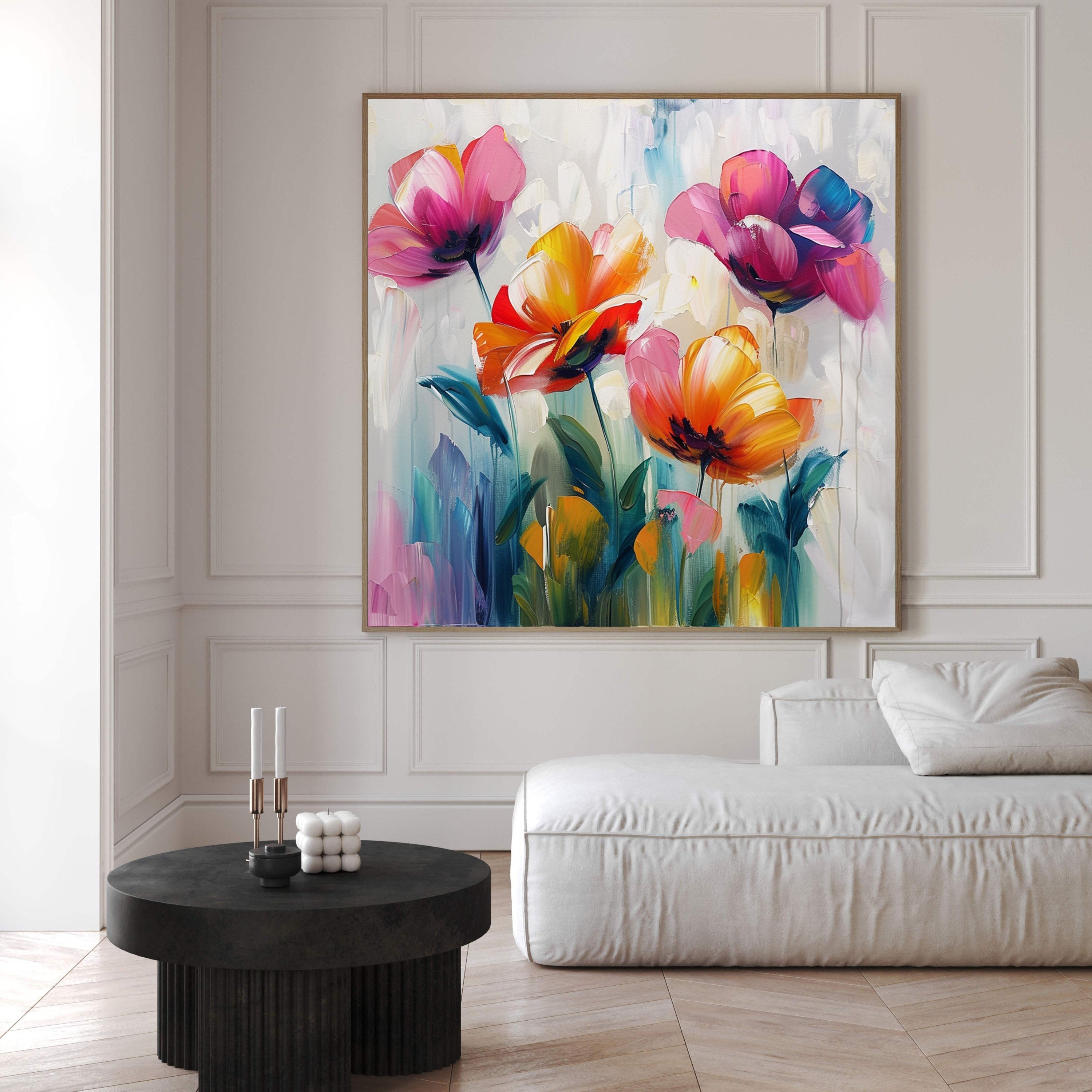 Vibrant Bloom Canvas Art Colorful Flower Wall Decor #FT 031