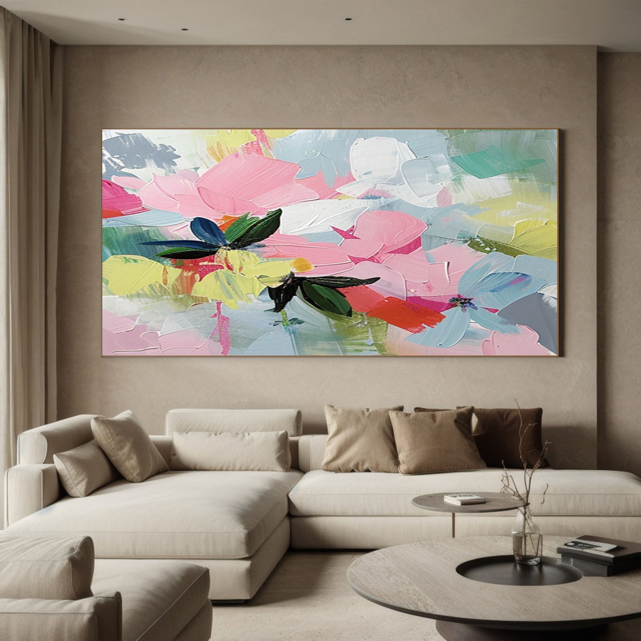 Vibrant Garden Floral Wall Art - Modern Abstract Flowers #FT 024