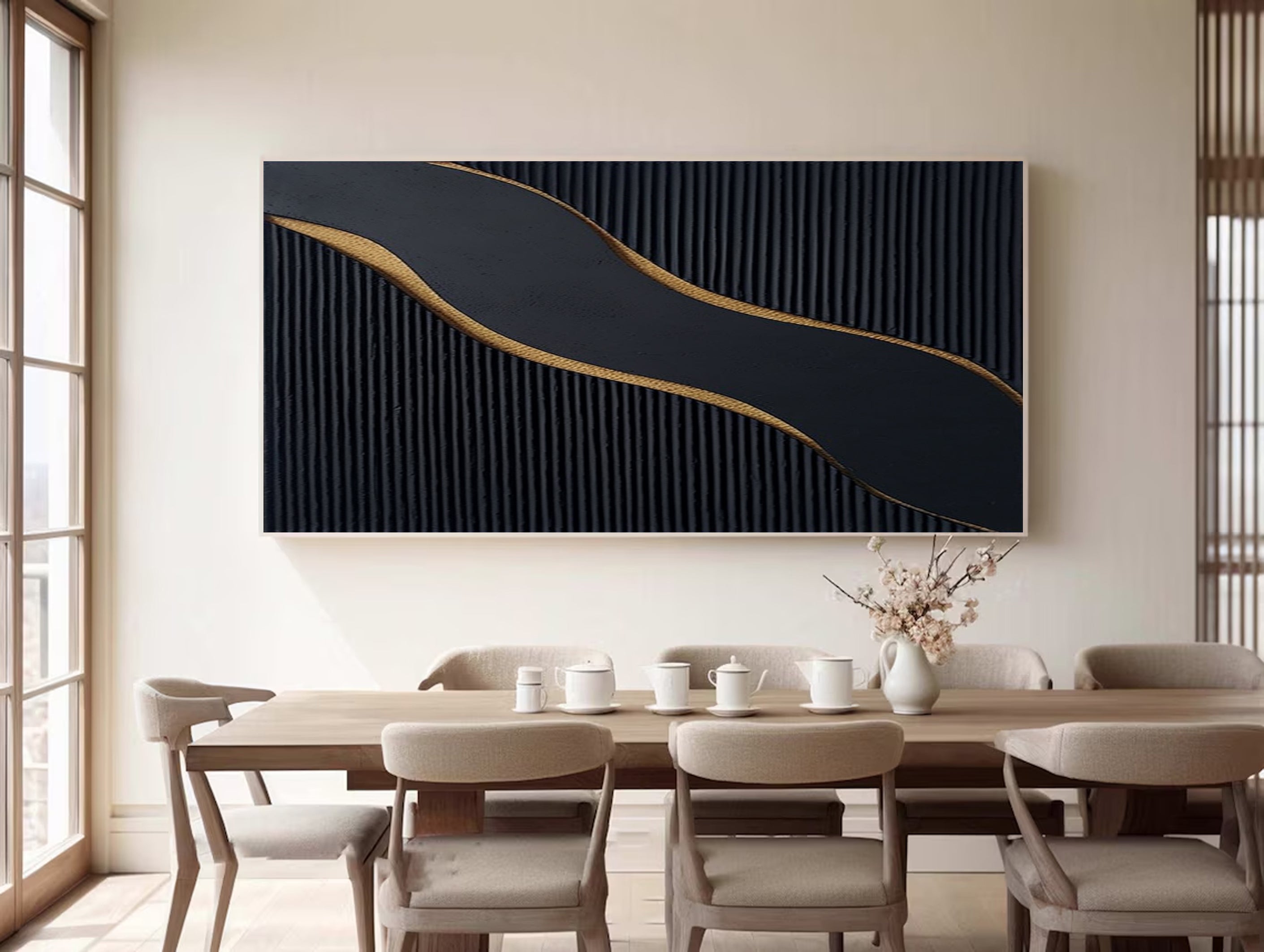 Modern Black and Gold Textured Abstract Art #BM 045