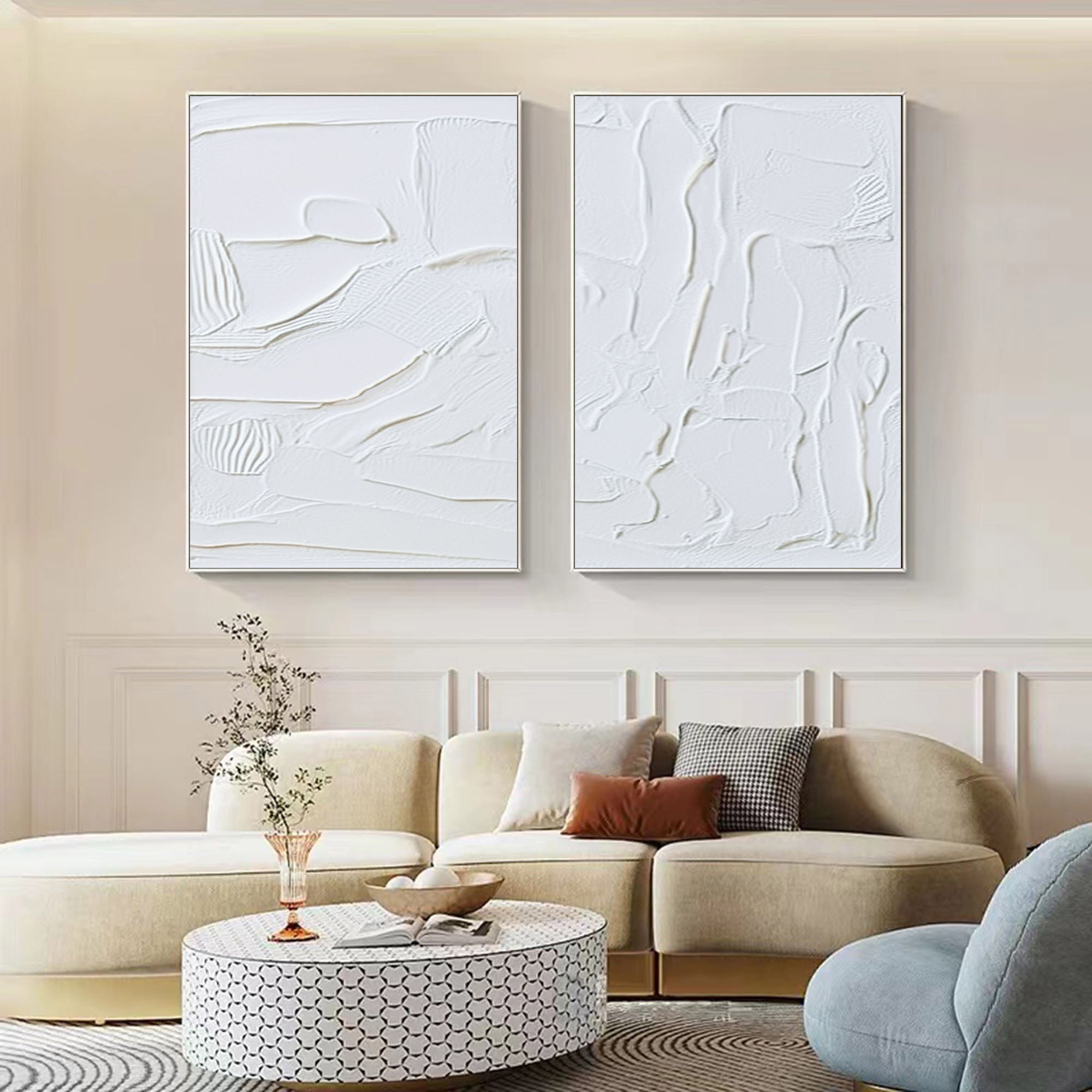 White Minimalist Painting Set Of 2 #WMS 003