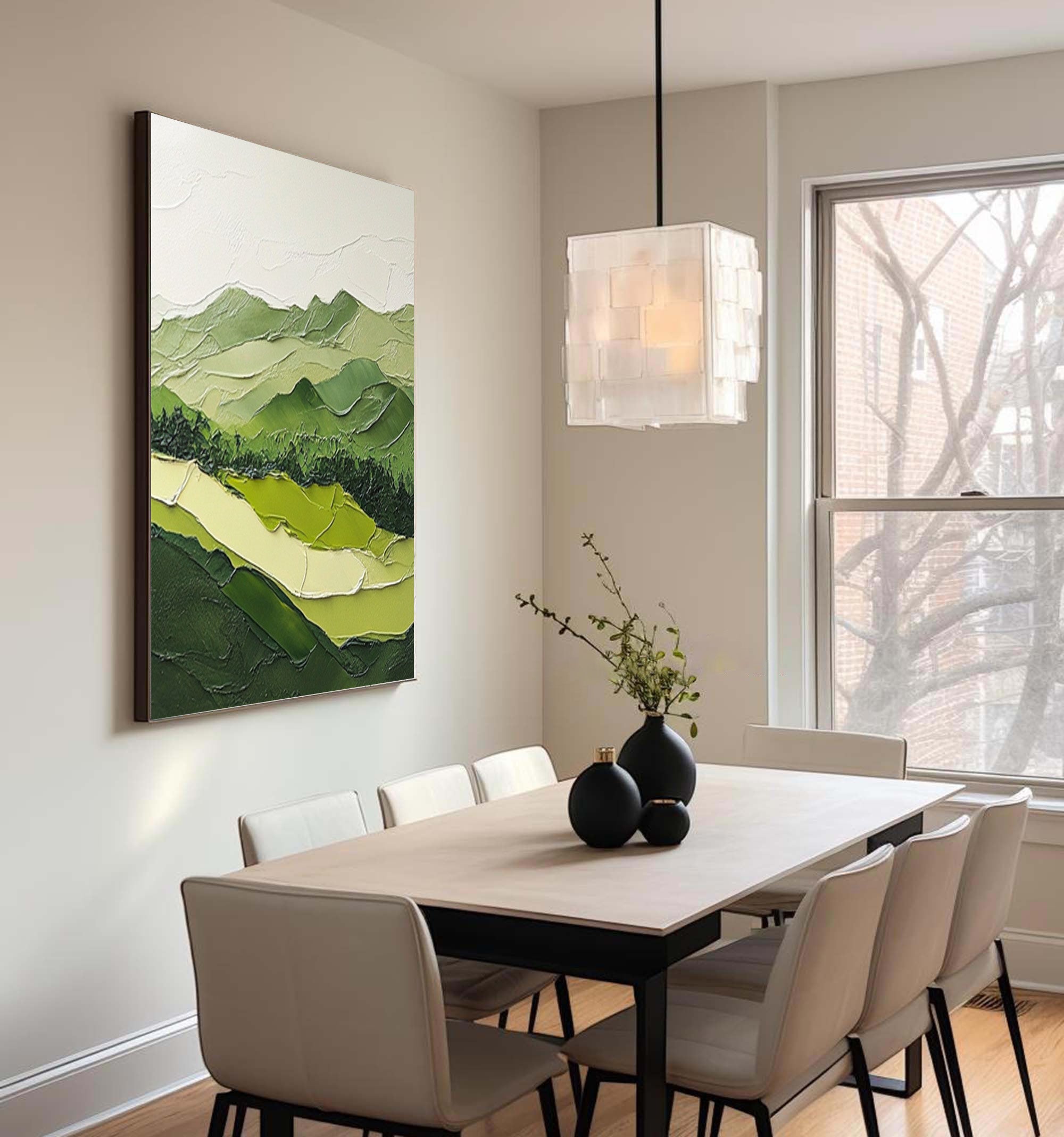 Modern Green Mountain Wall Art Nature-Inspired Decor for Contemporary Spaces #BGM 037