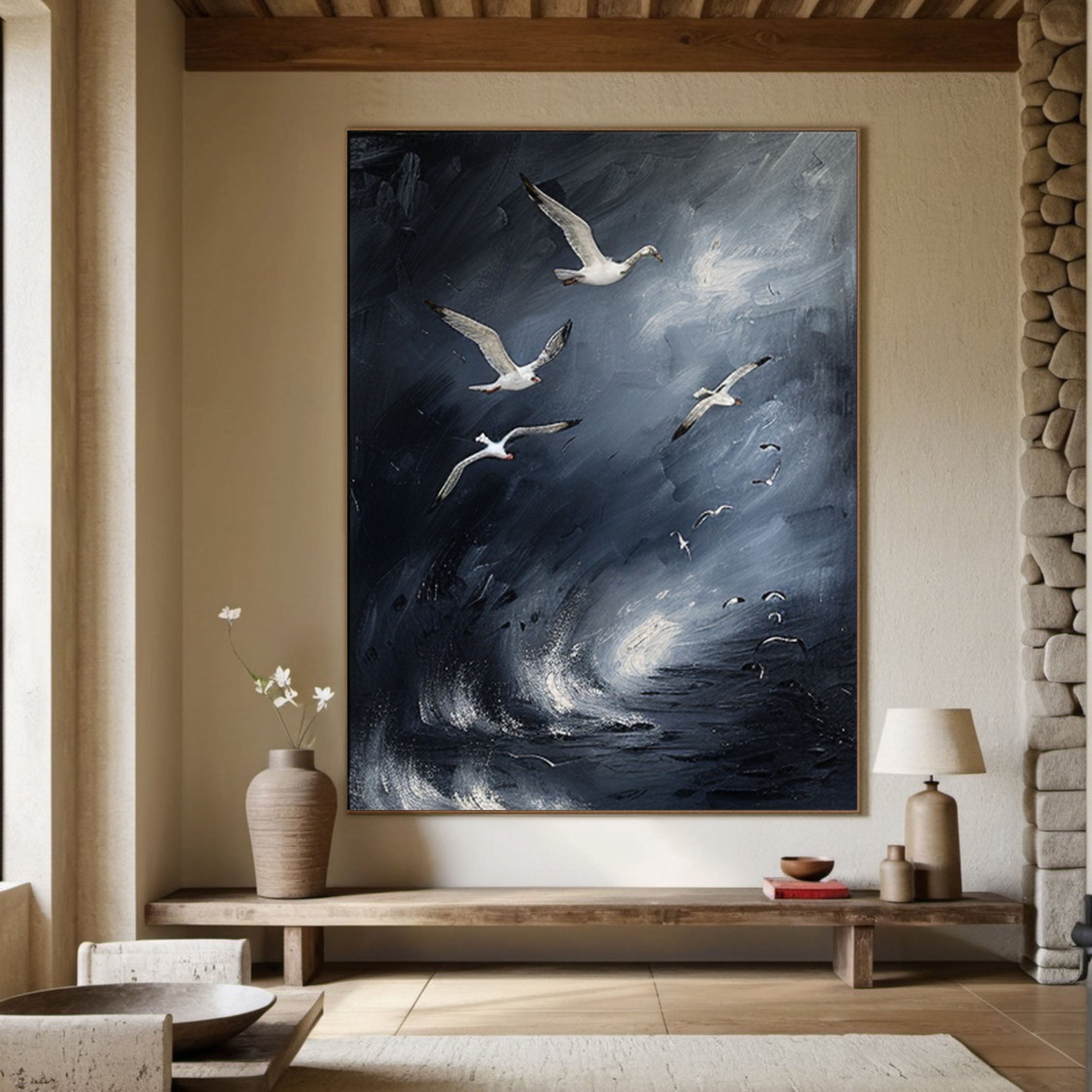 Nocturnal Birds Abstract Painting Modern Home Wall Decor #BM 057