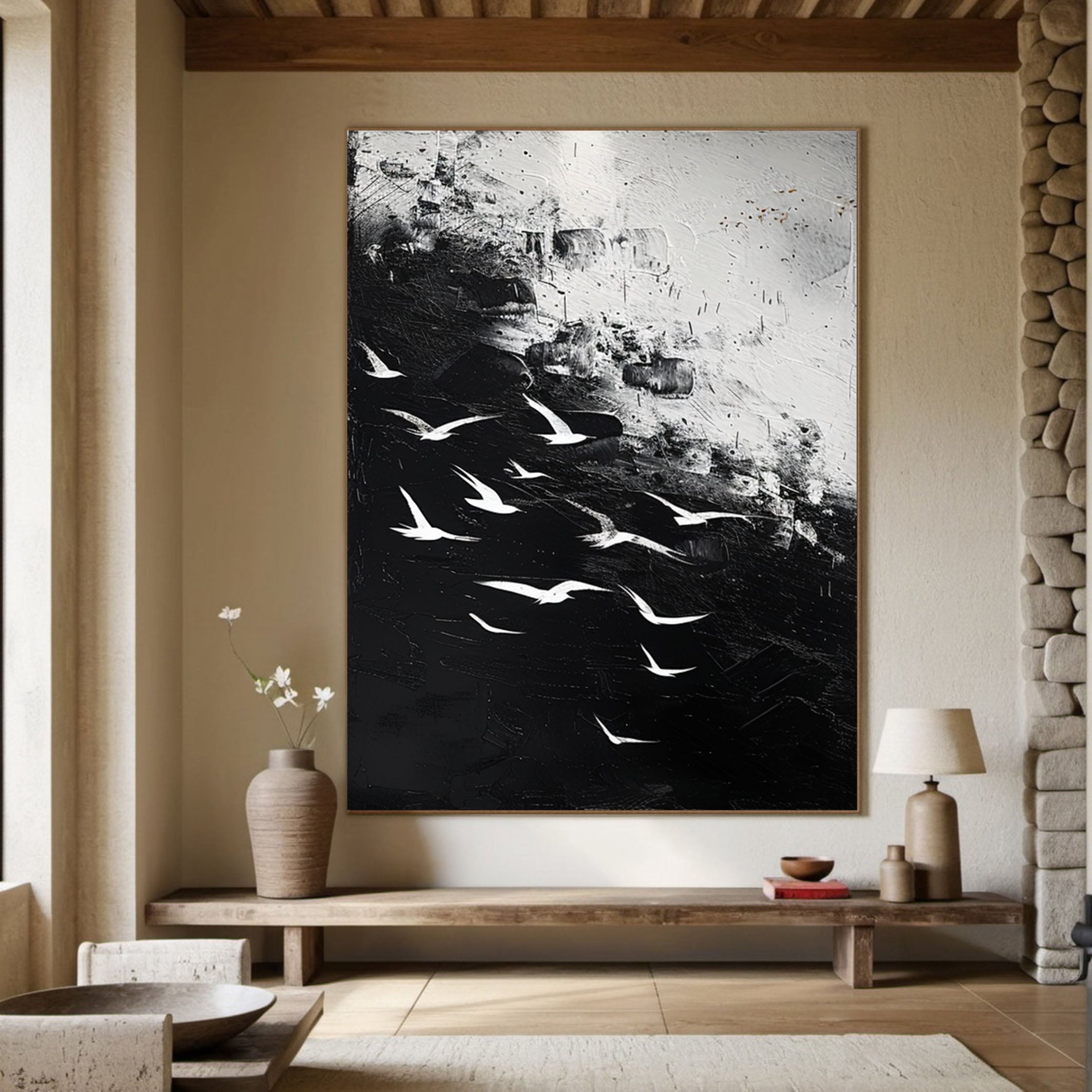 Nocturnal Birds Abstract Painting Modern Home Wall Decor #BM 058