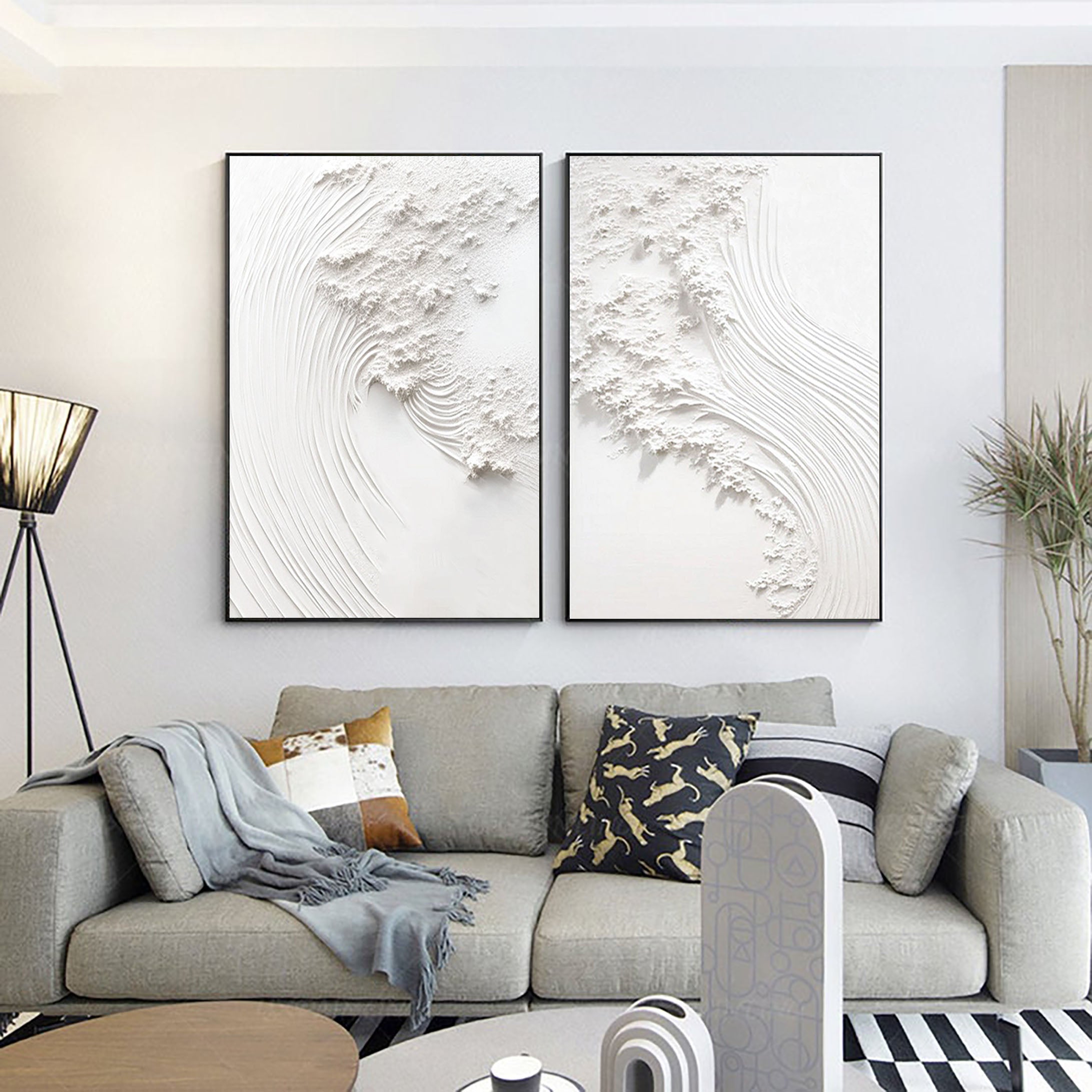 White Minimalist Painting Set Of 2 #WMS 008