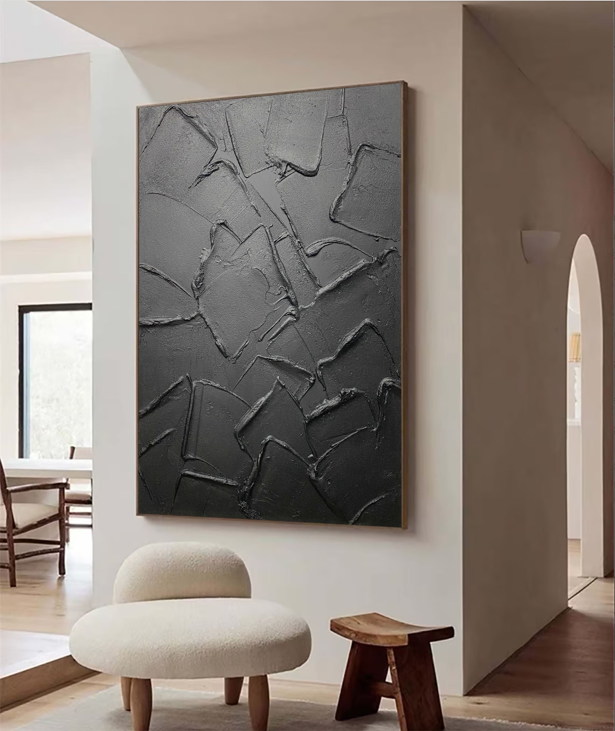 Modern Black Textured Minimalist Art #BM 032