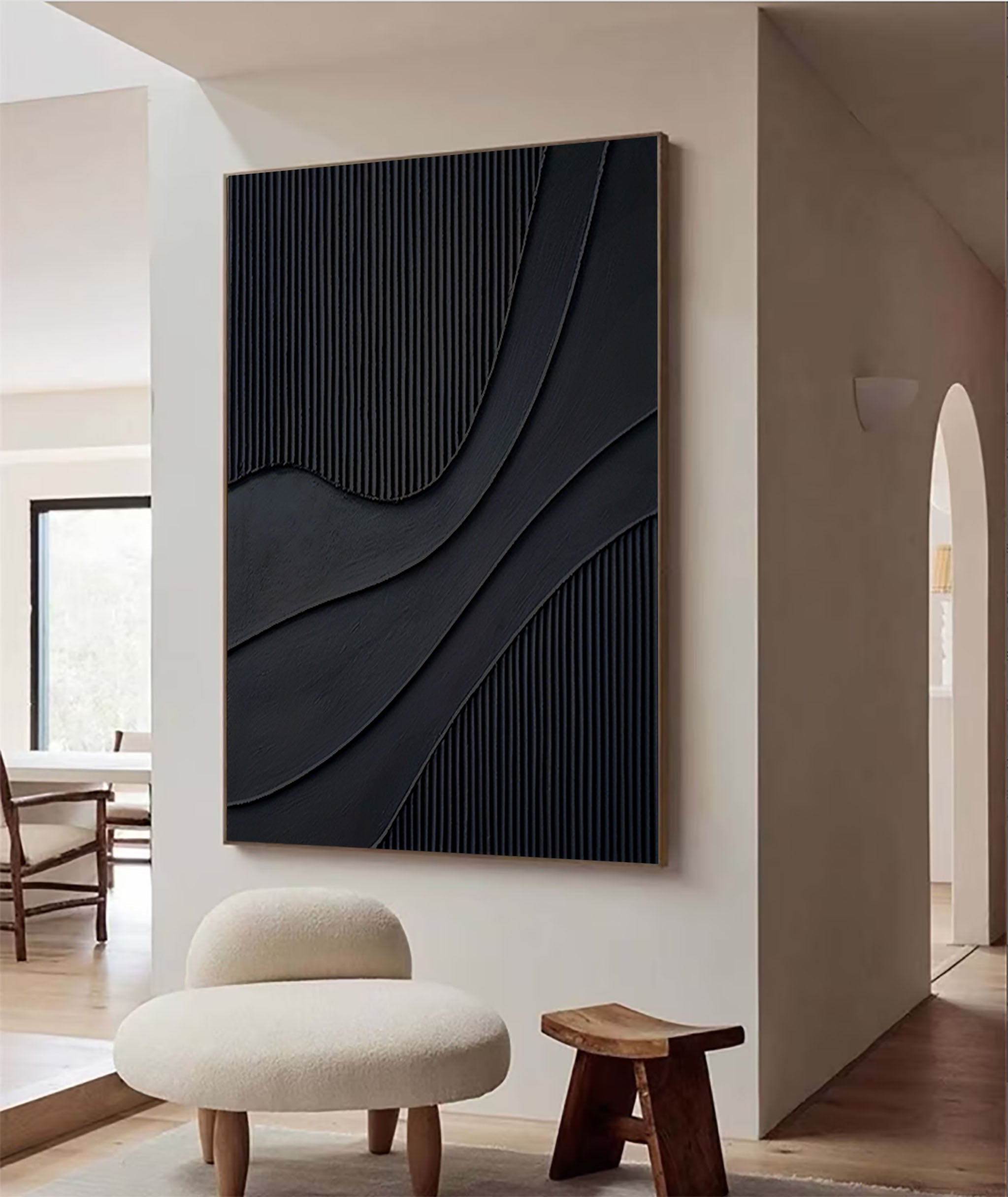 High-End Black Abstract Art Oil Painting for Luxury Interiors #BM 017